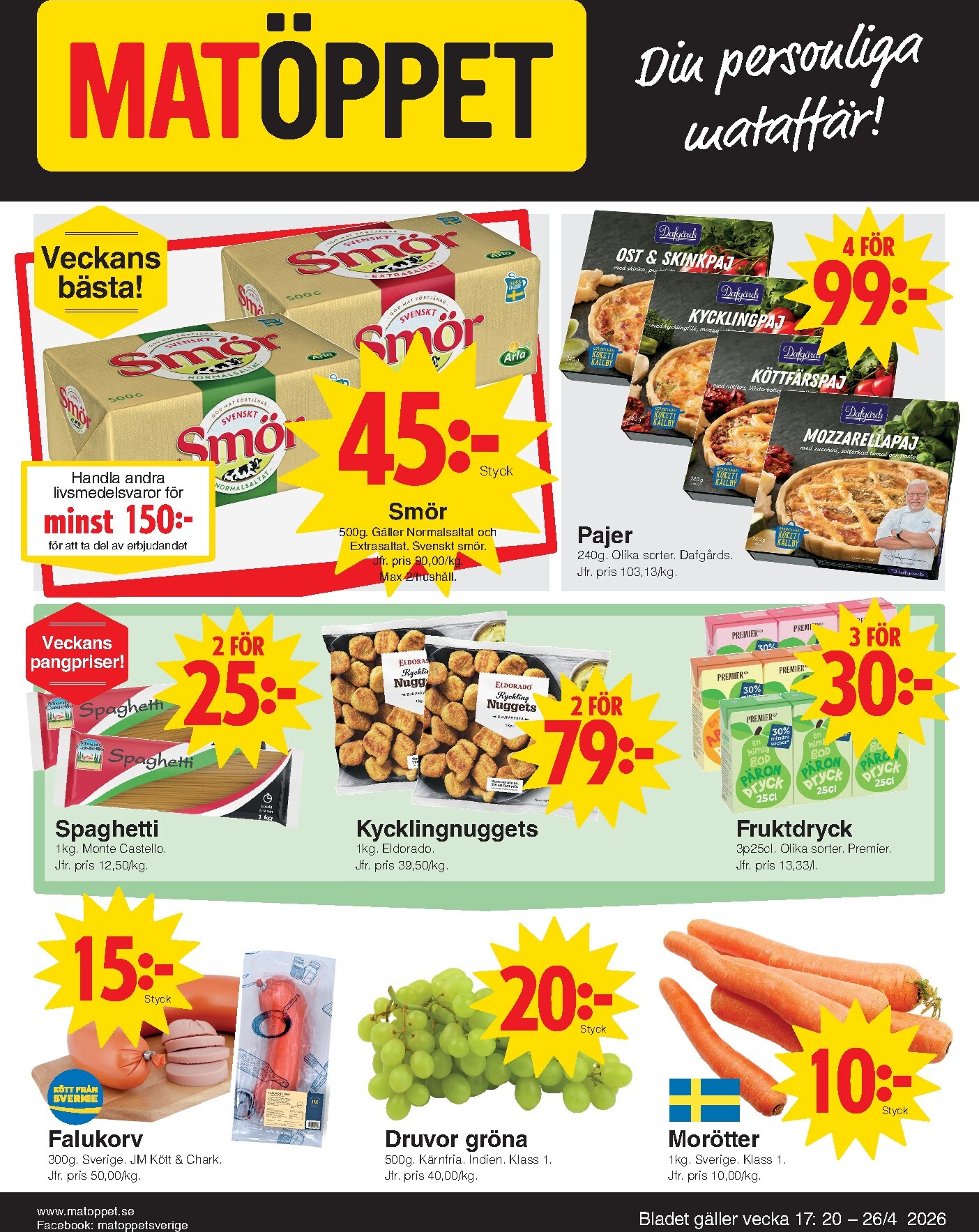 matoppet - Aktuellt Matöppet reklamblad giltigt från måndag 20/04/2026 till söndag 26/04/2026 - page: 1