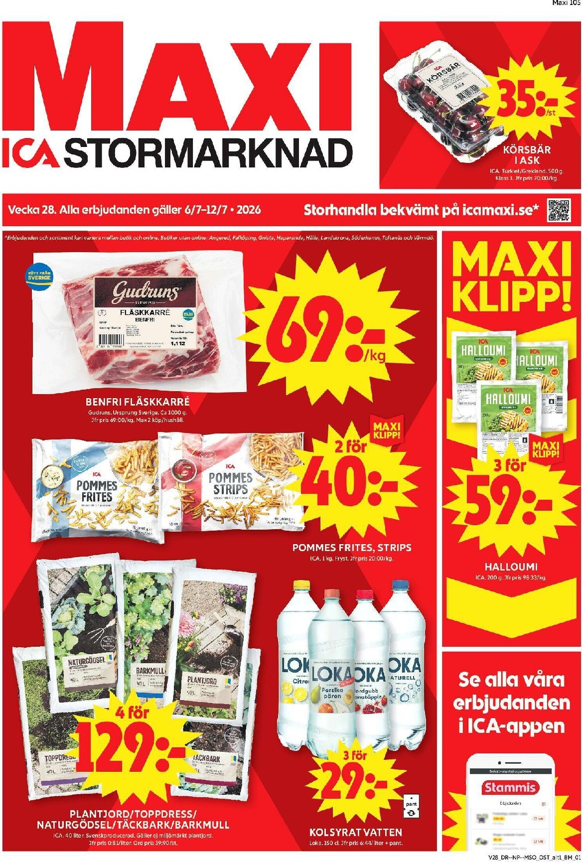 ica-maxi - Aktuellt ICA Maxi reklamblad från måndag, 06/07/2026 till söndag, 12/07/2026 - page: 1