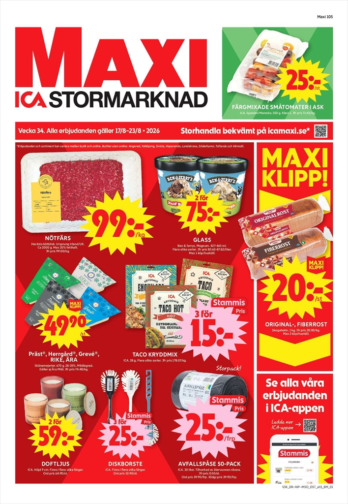 ica-maxi - Aktuellt ICA Maxi reklamblad från måndag, 17/08/2026 till söndag, 23/08/2026 - page: 1