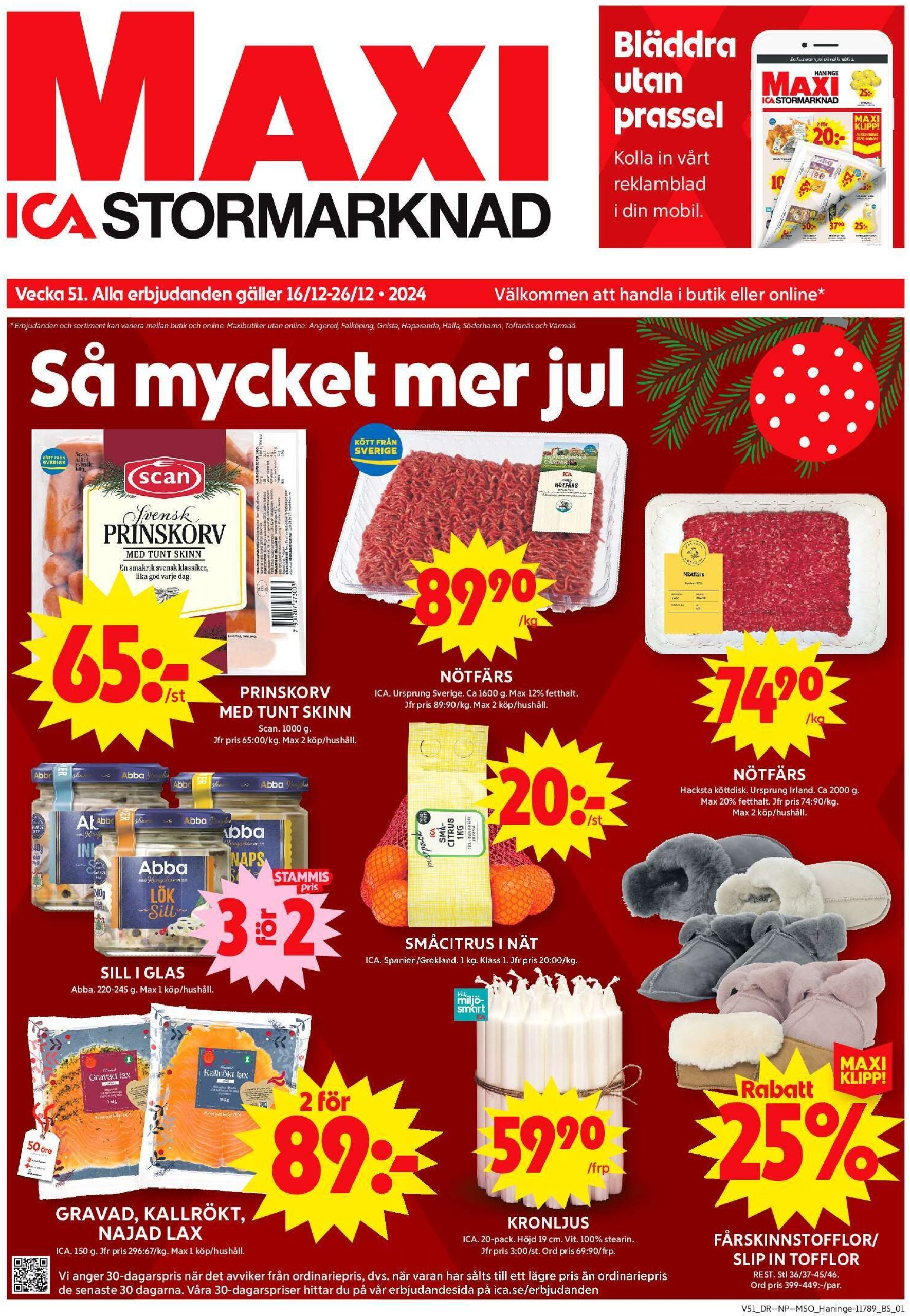 ica-maxi - ICA Maxi-reklambladet giltigt från 16/12 - 26/12 - page: 1