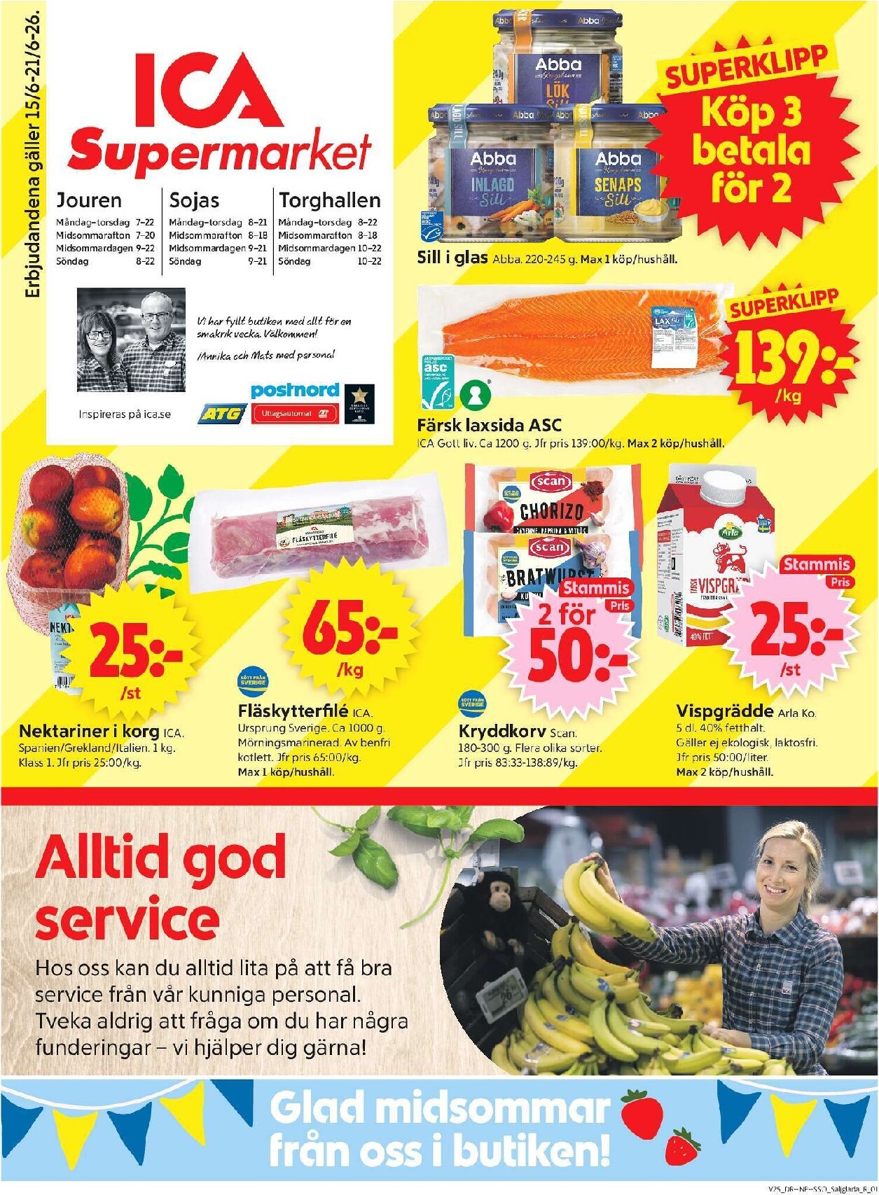 ica-supermarket - Aktuellt ICA Supermarket reklamblad från måndag, 15/06/2026 till söndag, 21/06/2026 - page: 1