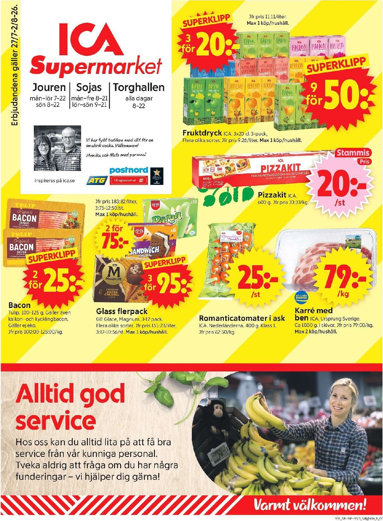 ica-supermarket - Aktuellt ICA Supermarket reklamblad från måndag, 27/07/2026 till söndag, 02/08/2026 - page: 1