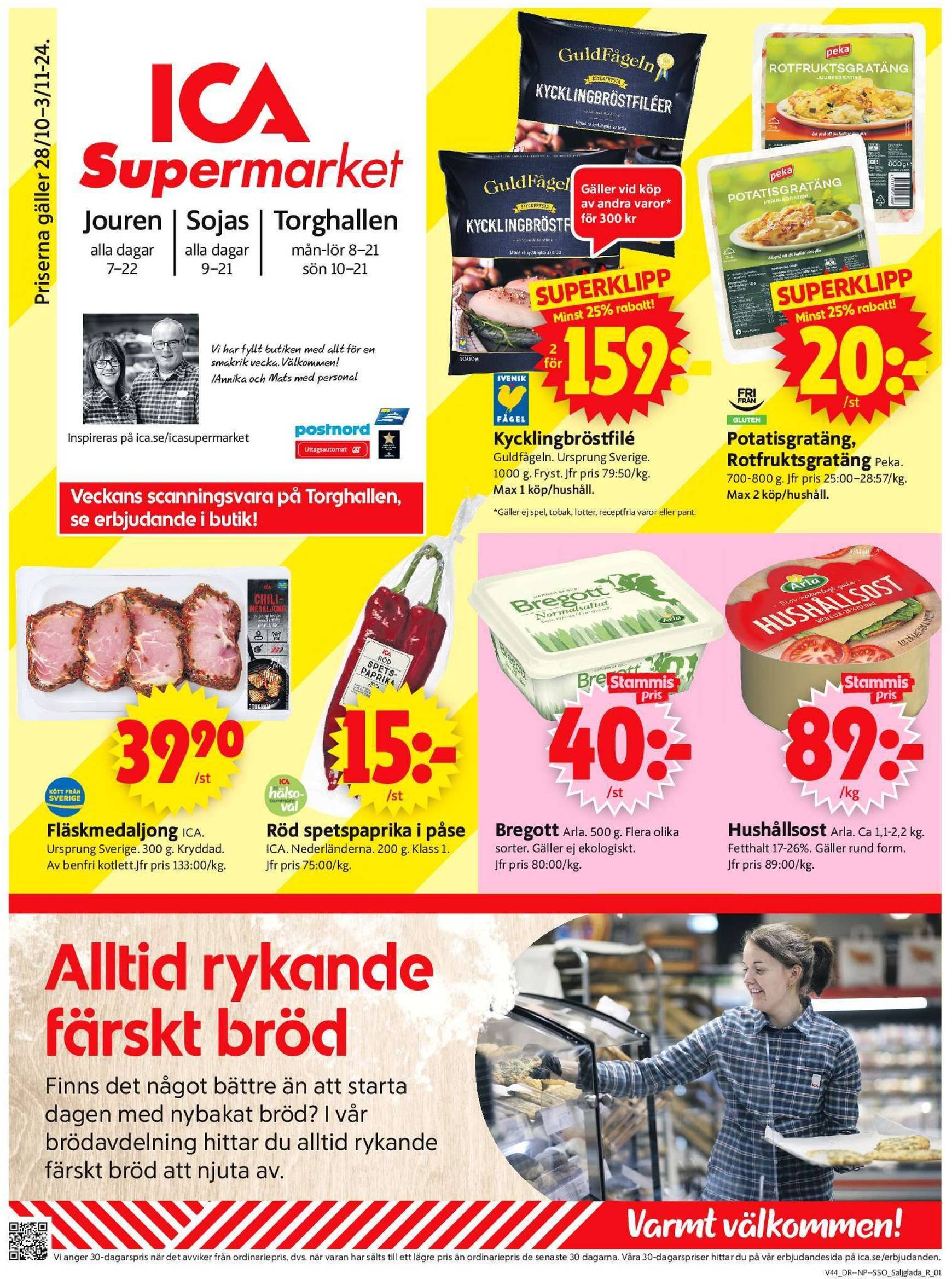 ica-supermarket - ICA Supermarket-reklambladet är giltigt från 28.10. - 03.11.