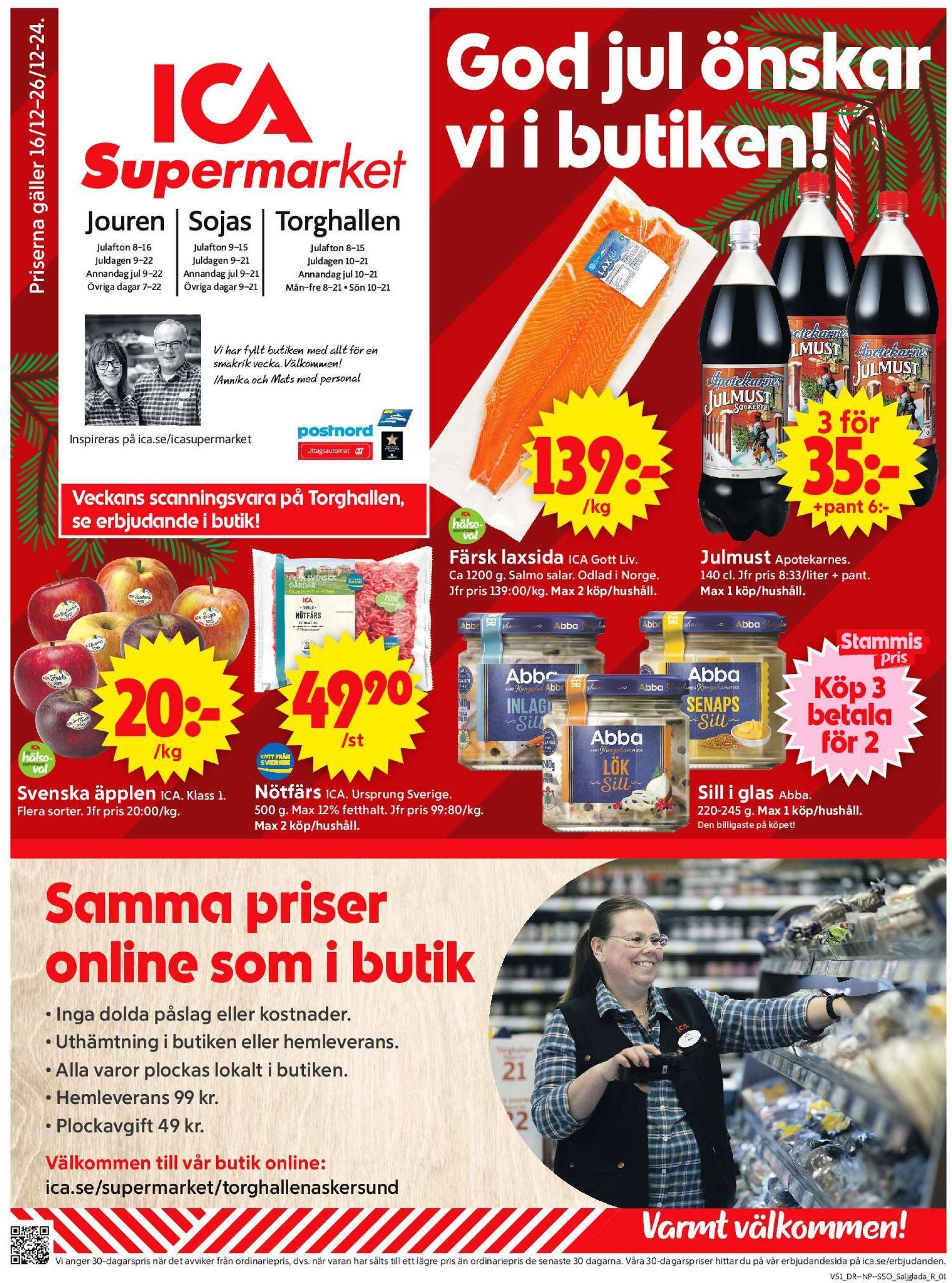 ica-supermarket - ICA Supermarket-reklambladet giltigt från 16/12 - 26/12 - page: 1