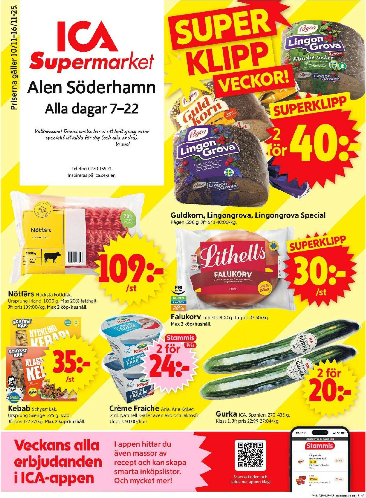 ica-supermarket - ICA Supermarket-reklambladet giltigt från 10/11 - 16/11 - page: 1