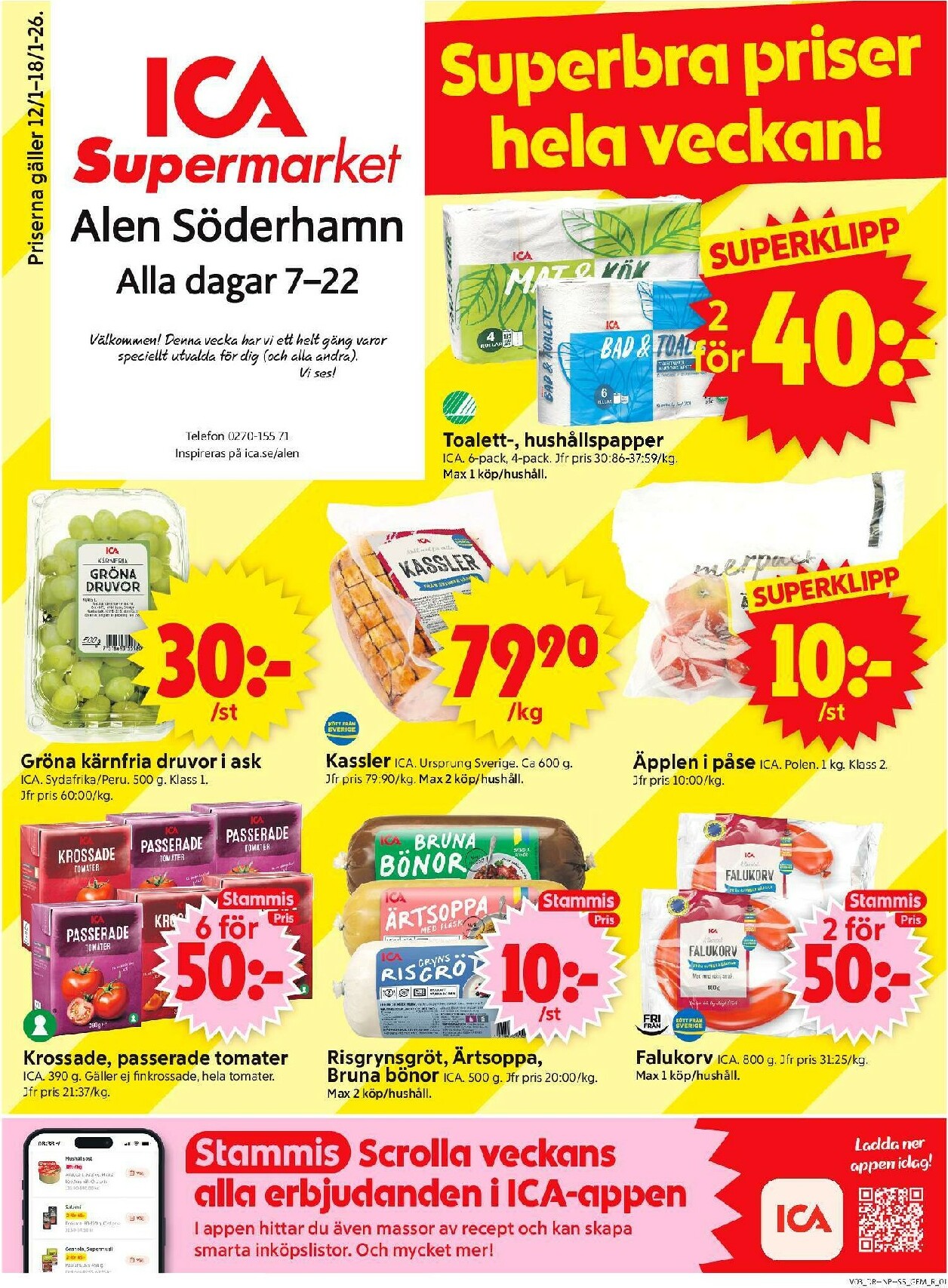 ica-supermarket - ICA Supermarket-reklambladet giltigt från 12/01 - 18/01 - page: 1