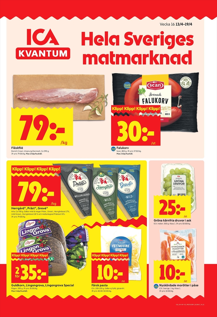 ica-kvantum - Aktuellt ICA Kvantum reklamblad giltigt från måndag 13/04/2026 till söndag 19/04/2026 - page: 1