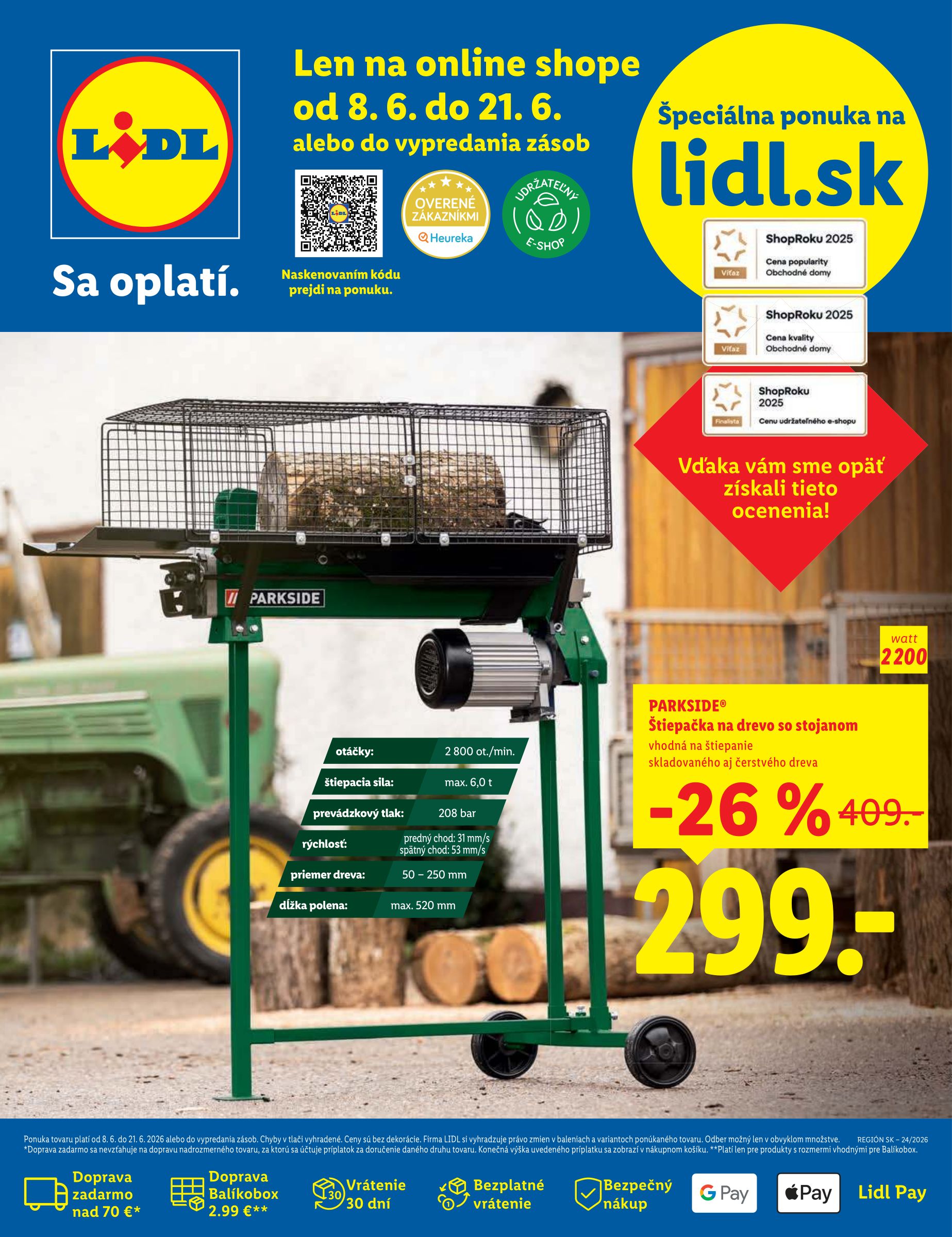 lidl - Aktuálny Lidl - Online ponuka leták od pondelka, 08.06.2026 do nedele, 21.06.2026