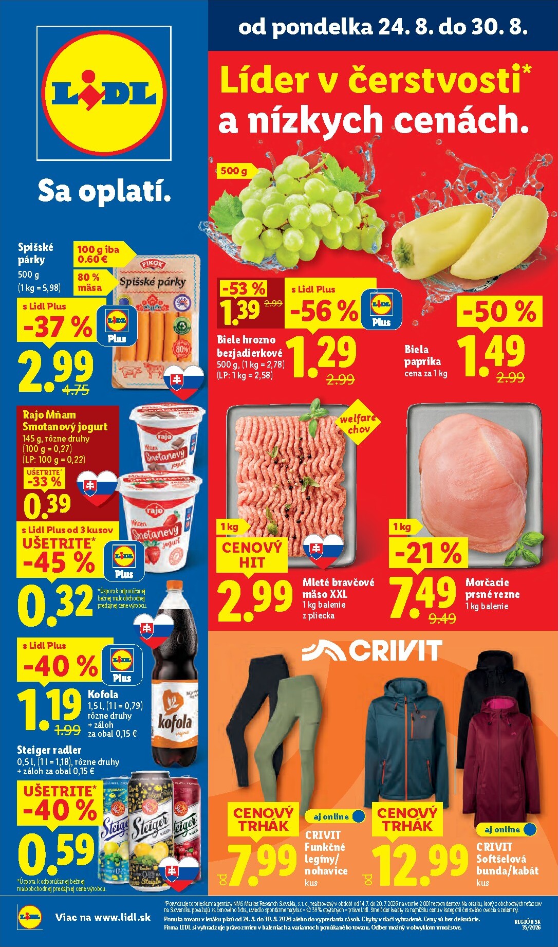 lidl - Nový Lidl leták od pondelka, 24.08.2026 do nedele, 30.08.2026 - page: 1