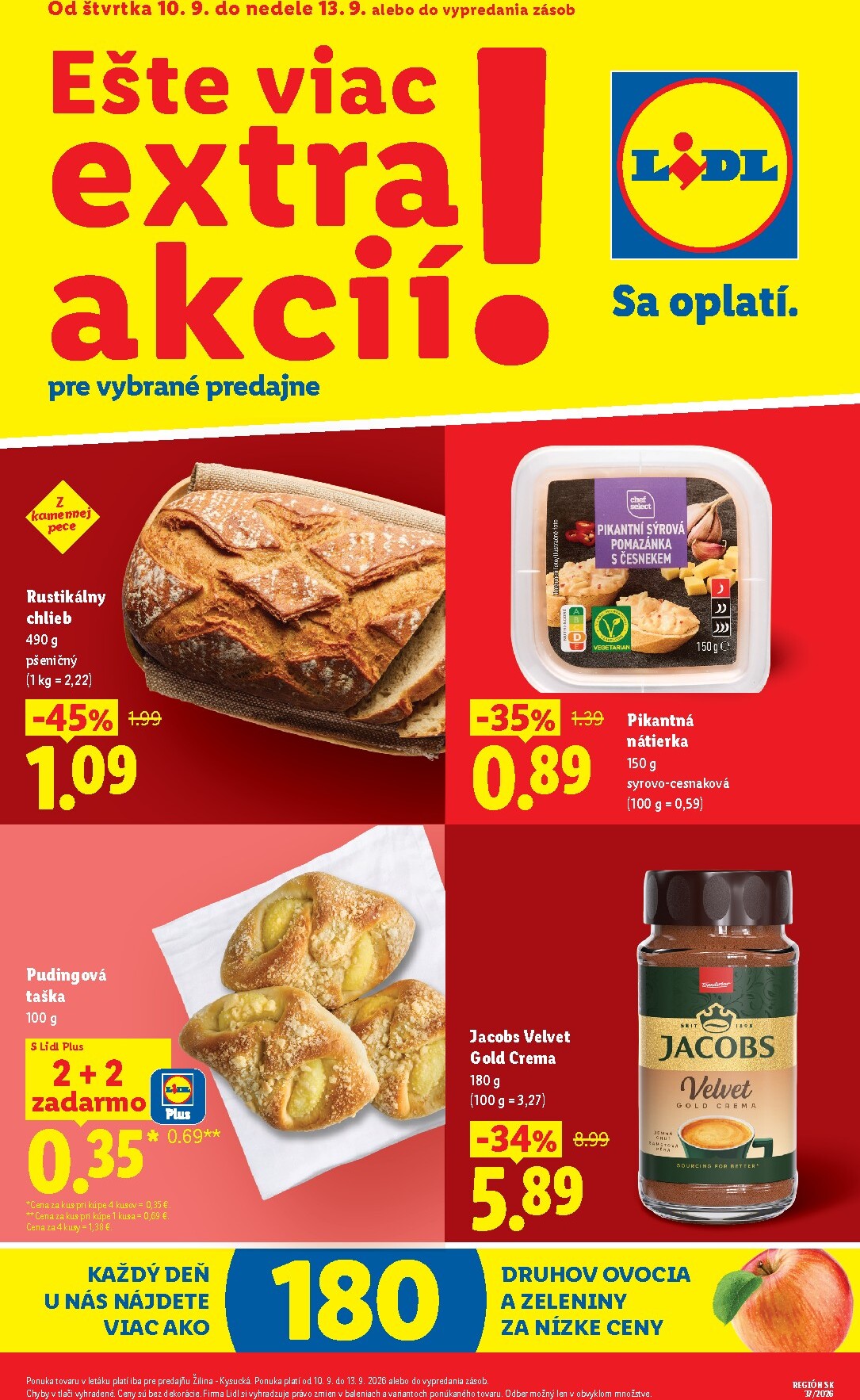lidl - Aktuálny Lidl - Ešte viac extra akcií leták od štvrtka, 10.09.2026 do nedele, 13.09.2026 - page: 1