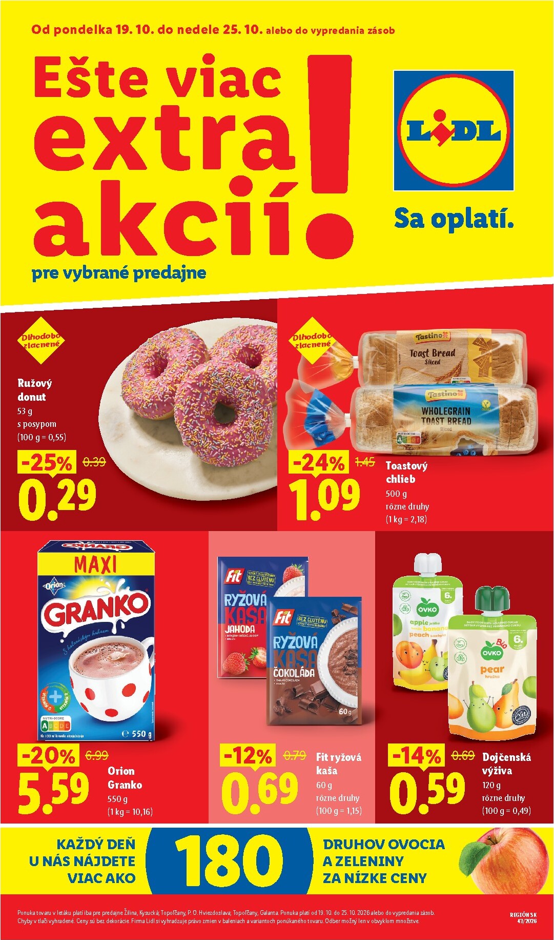 lidl - Nový Lidl - Ešte viac extra akcií leták od pondelka, 19.10.2026 do nedele, 25.10.2026