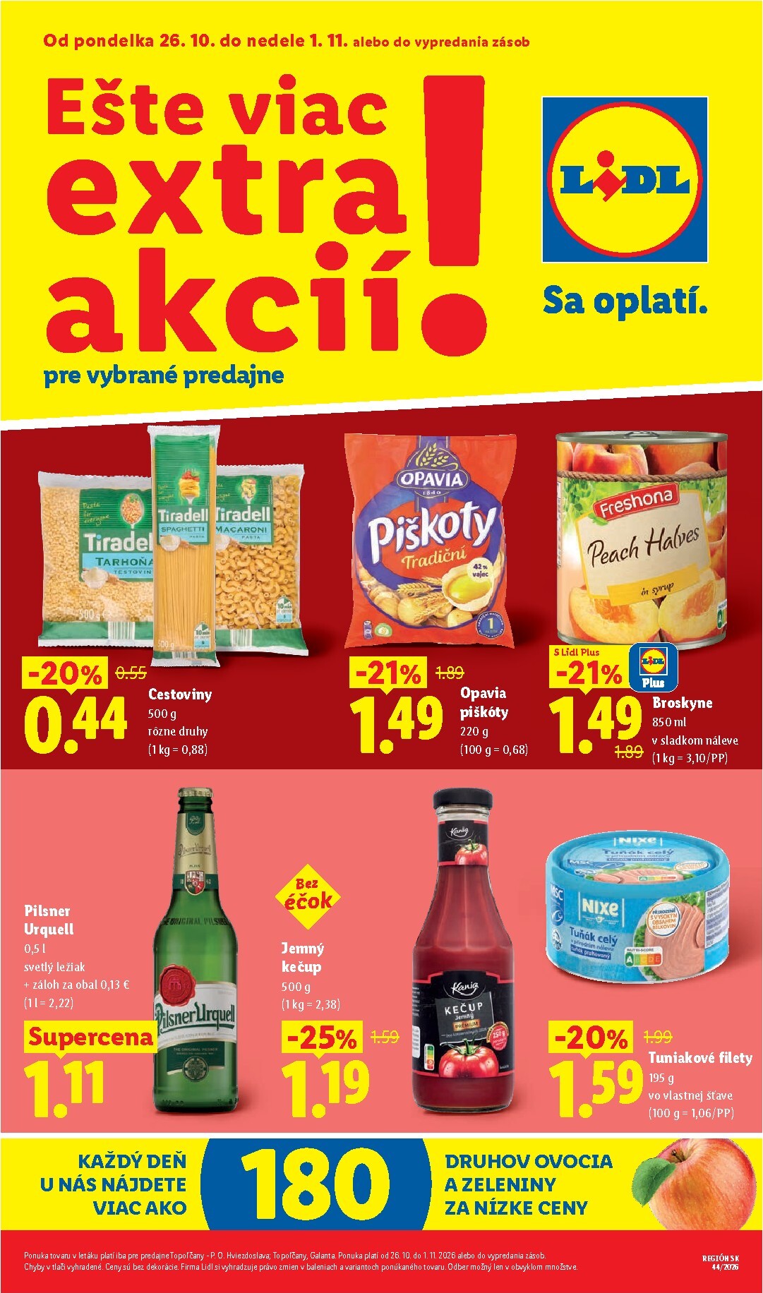 lidl - Nový Lidl - Ešte viac extra akcií leták od pondelka, 26.10.2026 do nedele, 01.11.2026 - page: 1