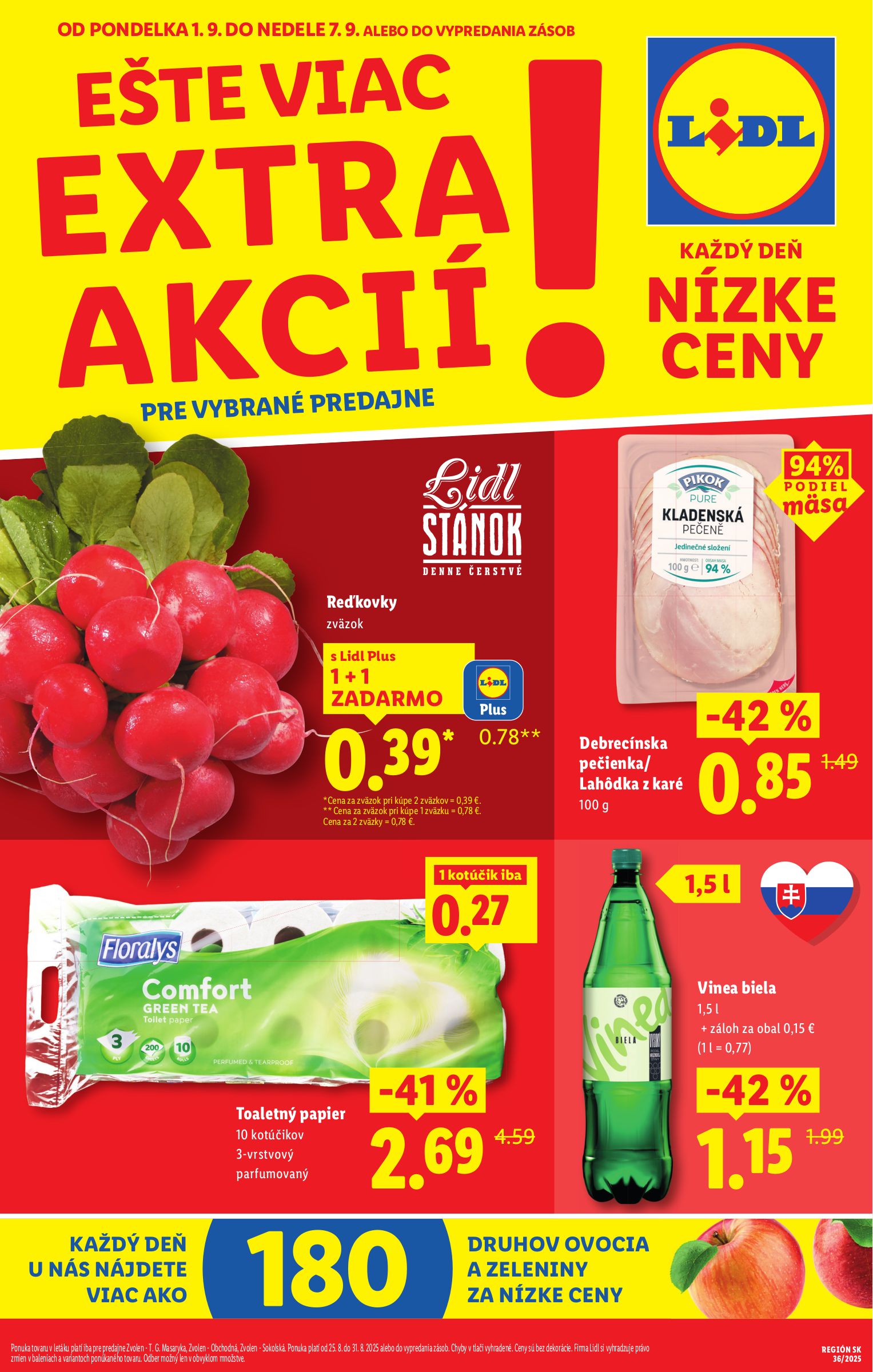 lidl - Leták Lidl - Extra akcie pre vybrané predajne platný od 01.09. do 07.09.