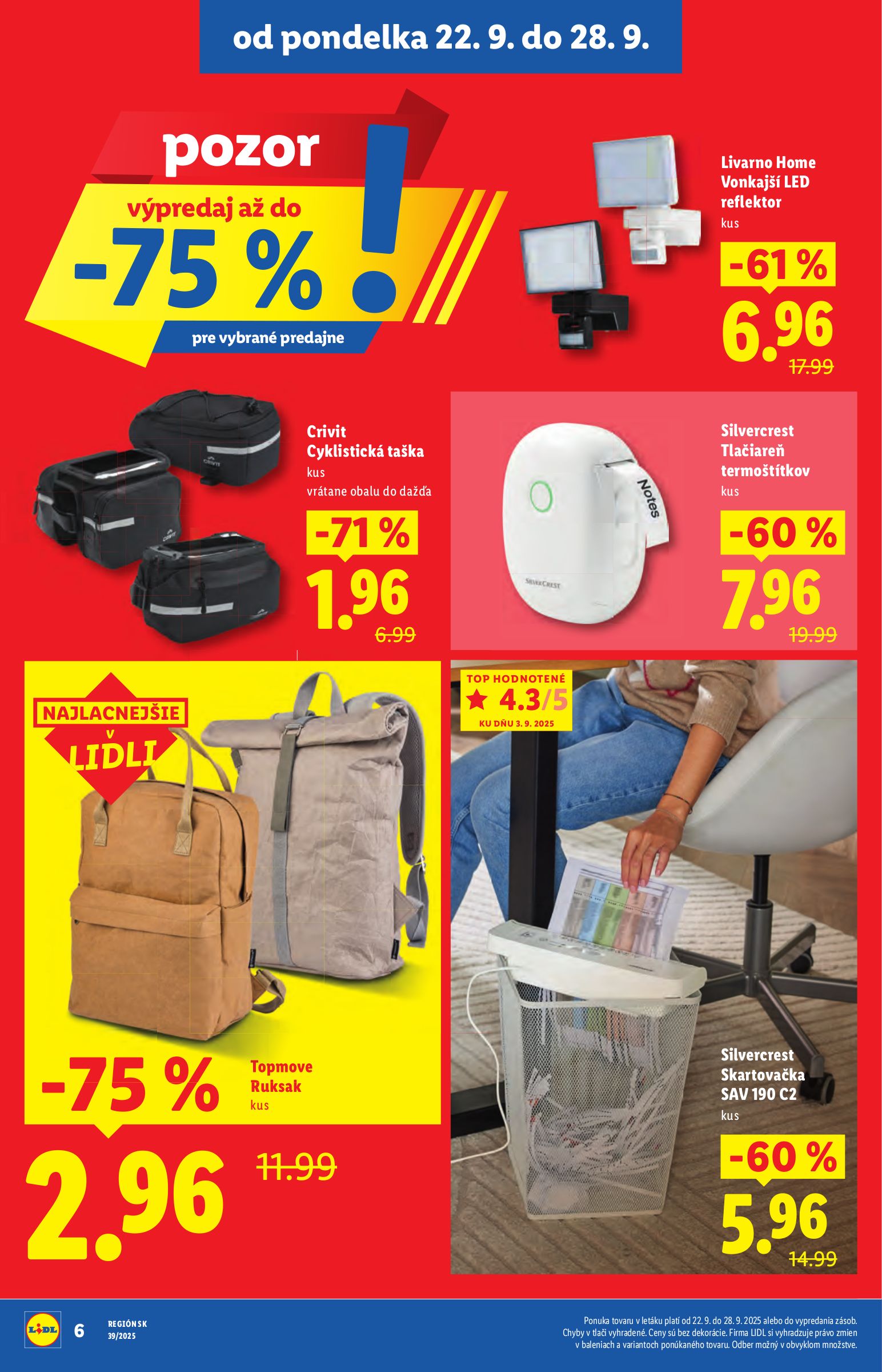 lidl - Leták Lidl - Špeciálne akcie - vybrané predajne platný od 22.09. do 28.09. - page: 6