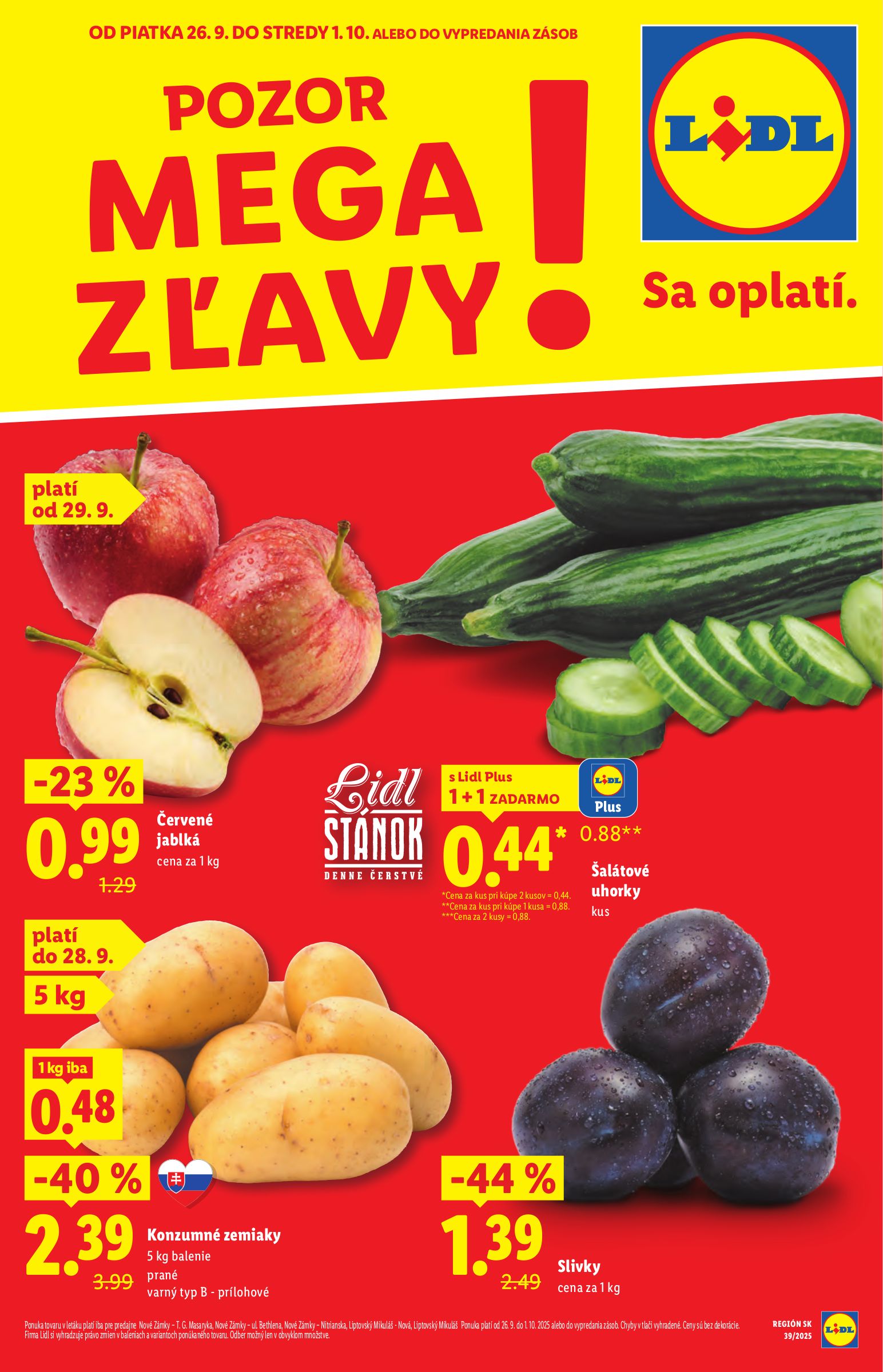 lidl - Leták Lidl - Mega zľavy pre vybrané predajne platný od 26.09. do 01.10.