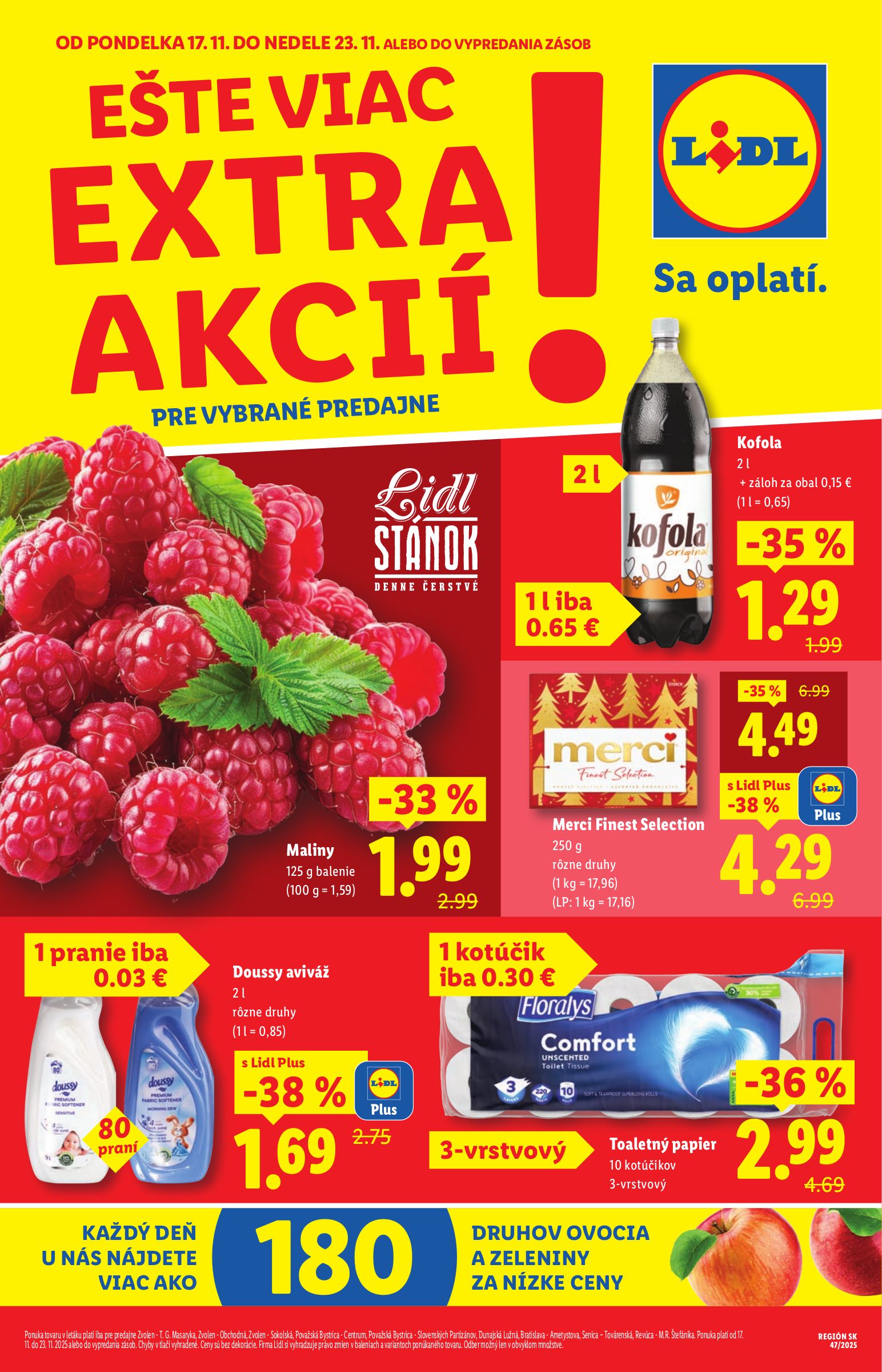 lidl - Leták Lidl - Extra akcie pre vybrané predajne platný od 17.11. do 23.11.