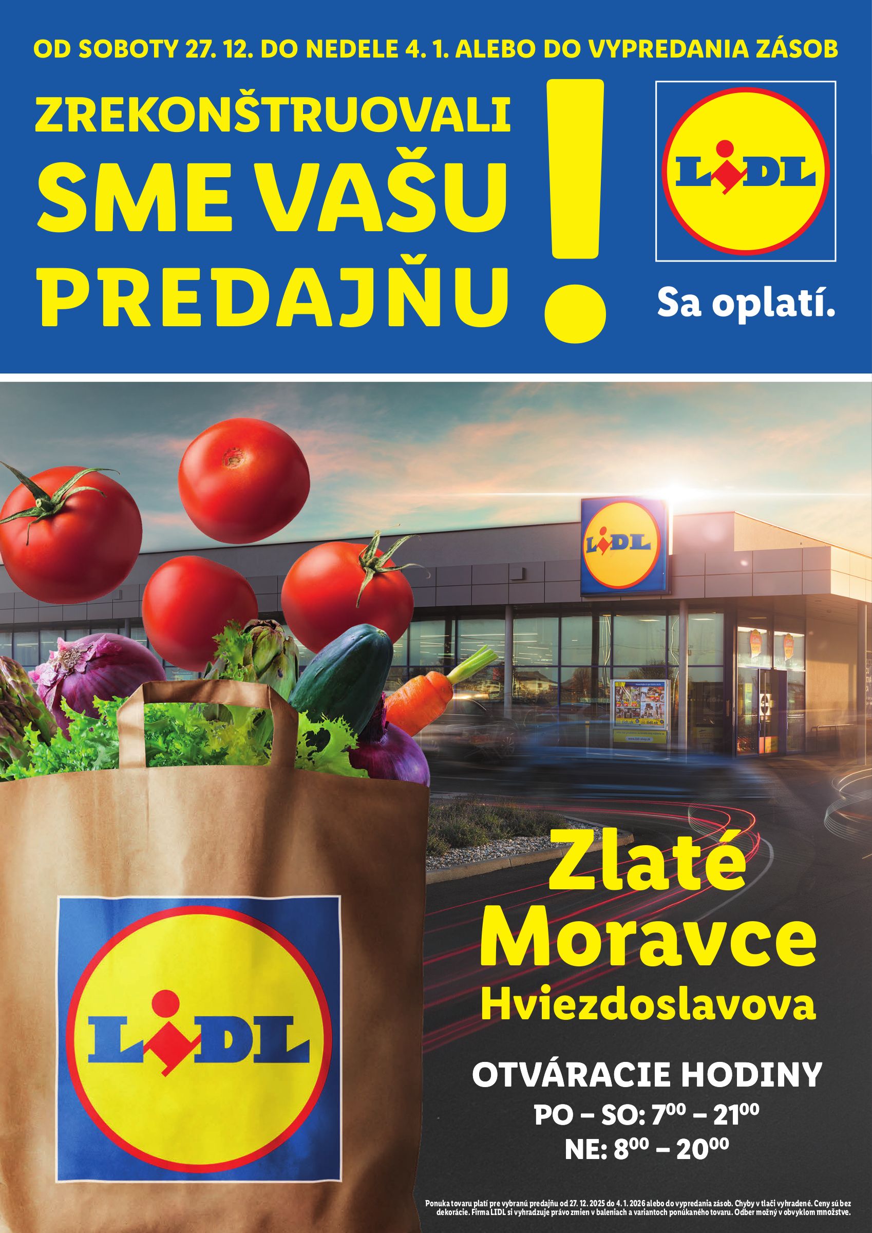 lidl - Leták Lidl - Nová predajňa v Zlatých Moravciach platný od 27.12. do 04.01.
