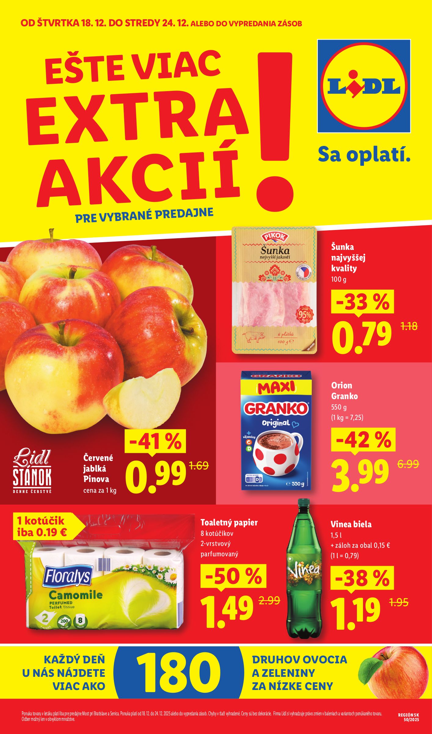 lidl - Leták Lidl - Extra akcie pre vybrané predajne platný od 18.12. do 24.12.