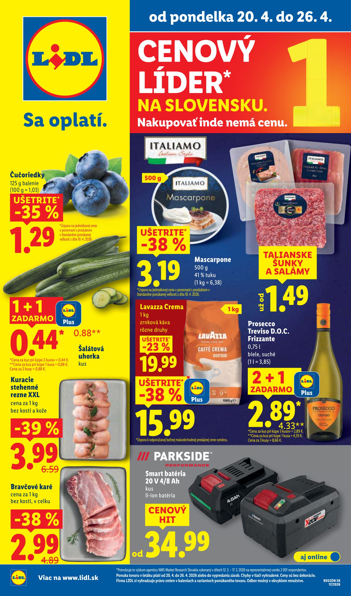 lidl - Aktuálny leták Lidl od pondelka, 20.04.2026 do nedele, 26.04.2026 - page: 1