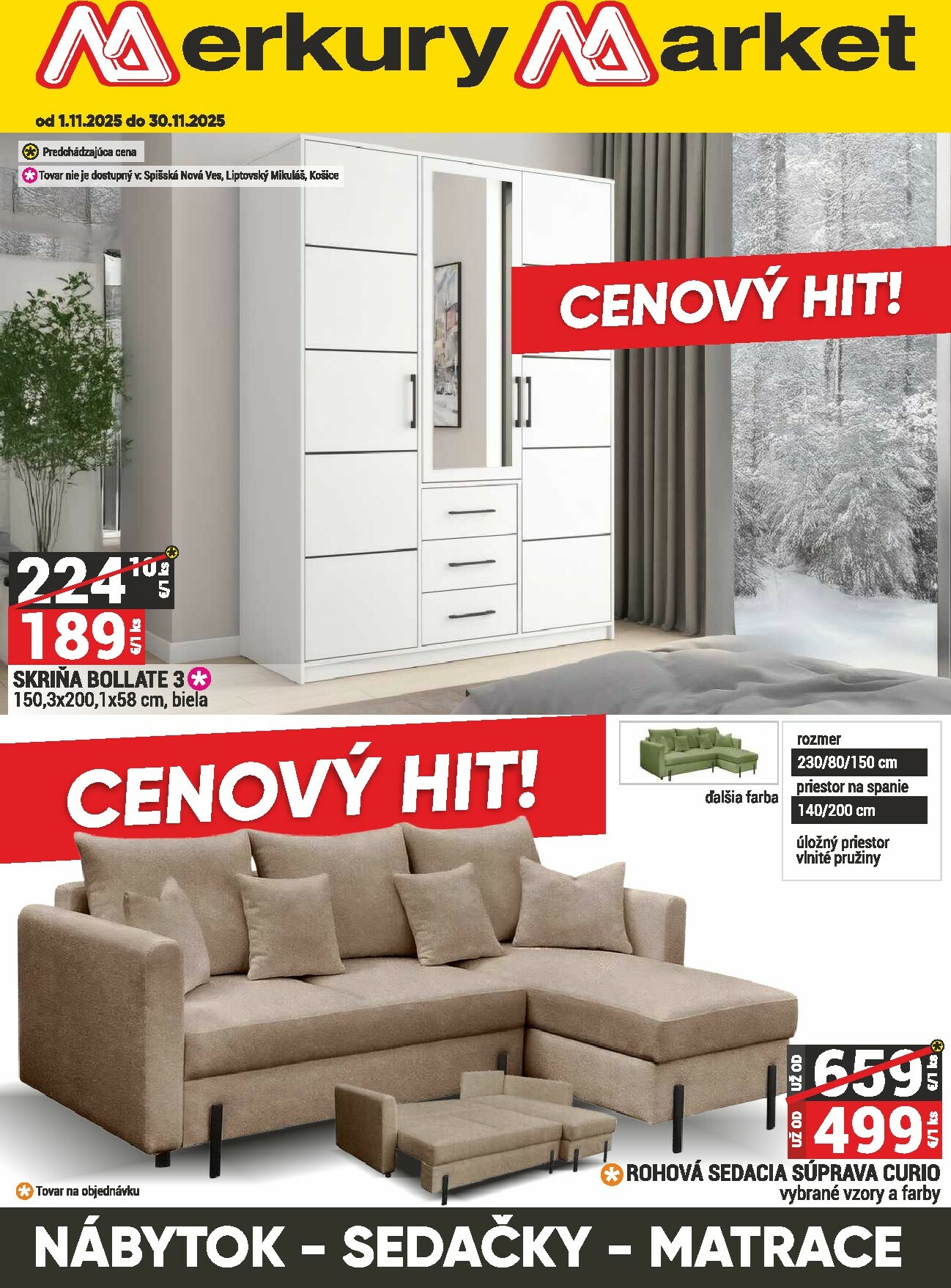 merkury-market - Leták Merkury Market - Nábytok, sedačky, matrace platný od 01.11. do 30.11. - page: 1