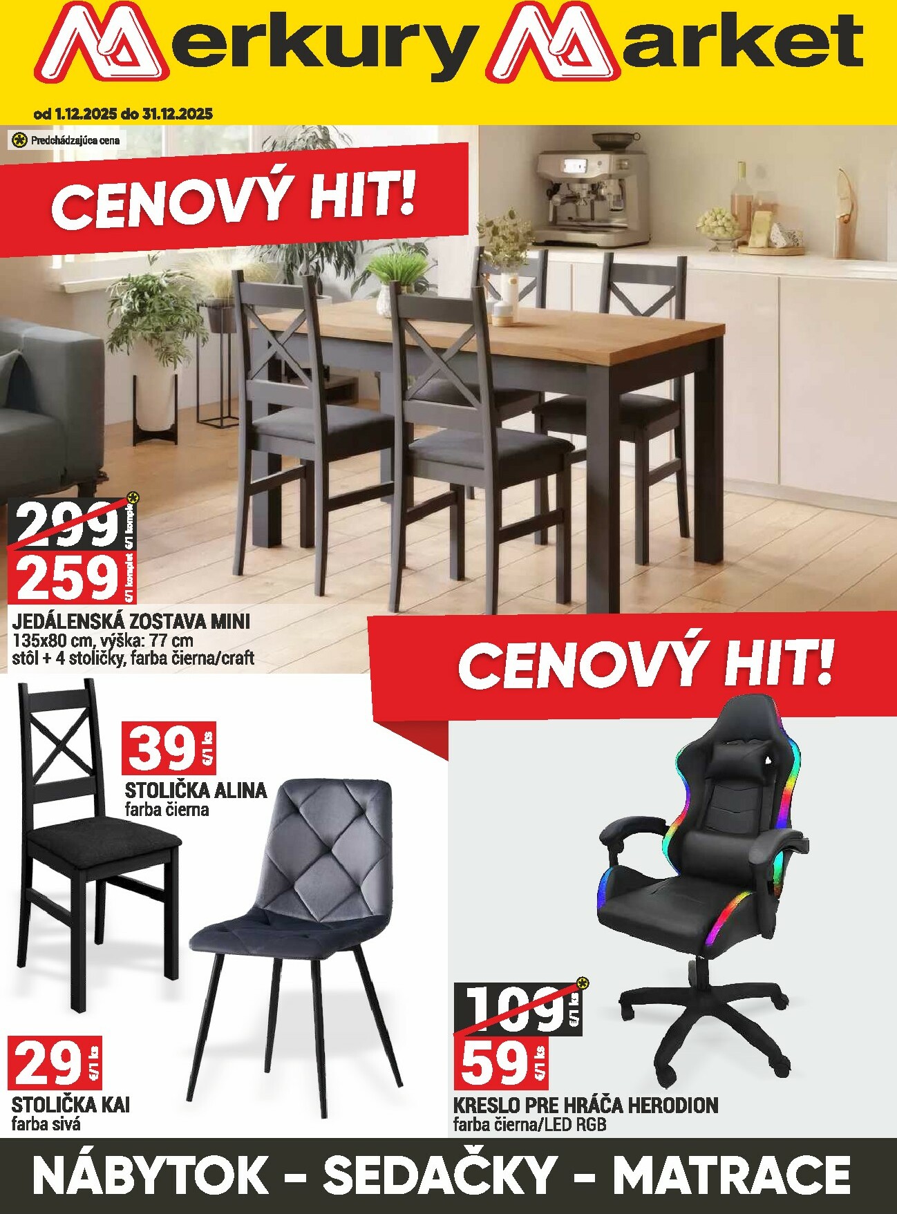 merkury-market - Leták Merkury Market - Nábytok, sedačky, matrace platný od 01.12. do 31.12. - page: 1