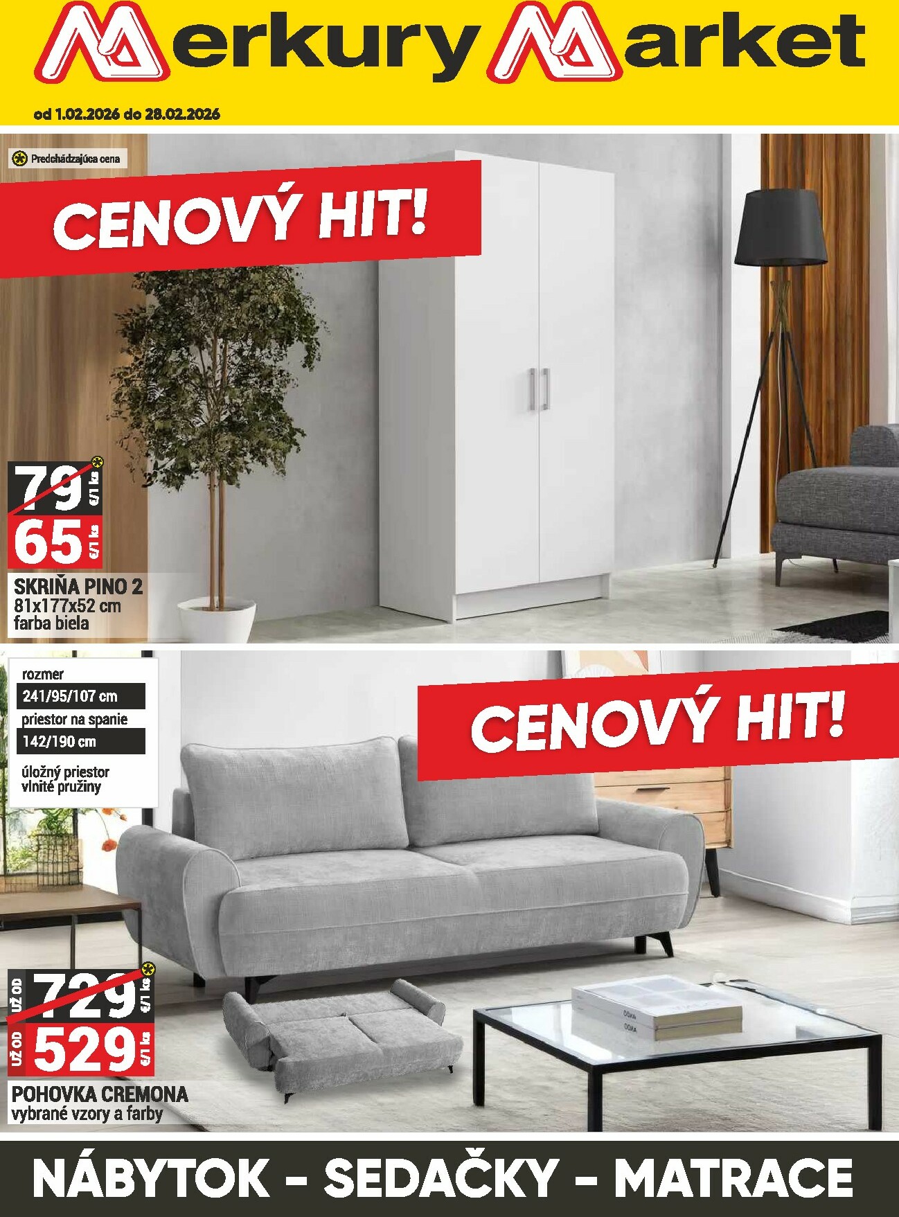 merkury-market - Leták Merkury Market - Nábytok, sedačky, matrace platný od 01.02.2026 do 28.02.2026 - page: 1