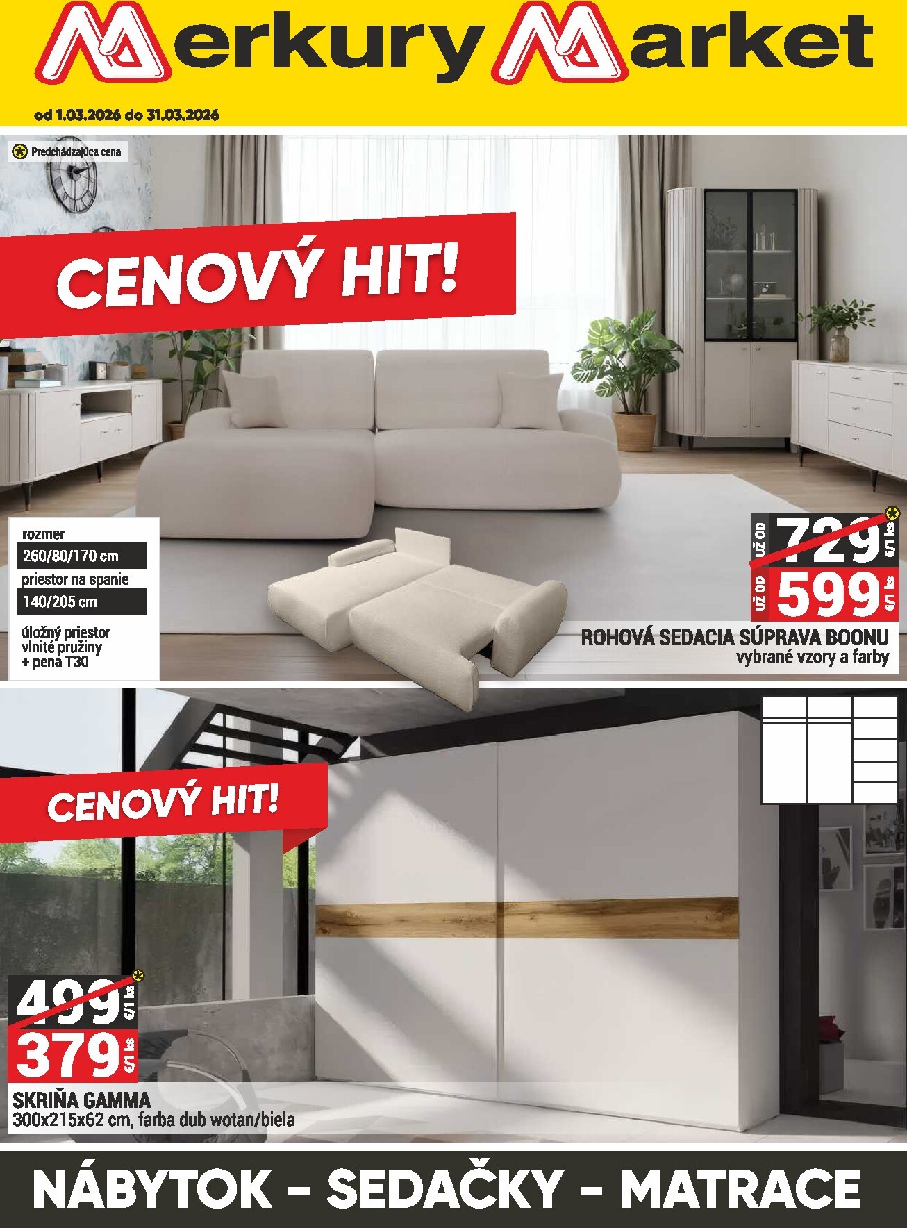 merkury-market - Leták Merkury Market - Nábytok, sedačky, matrace platný od 01.03.2026 do 31.03.2026