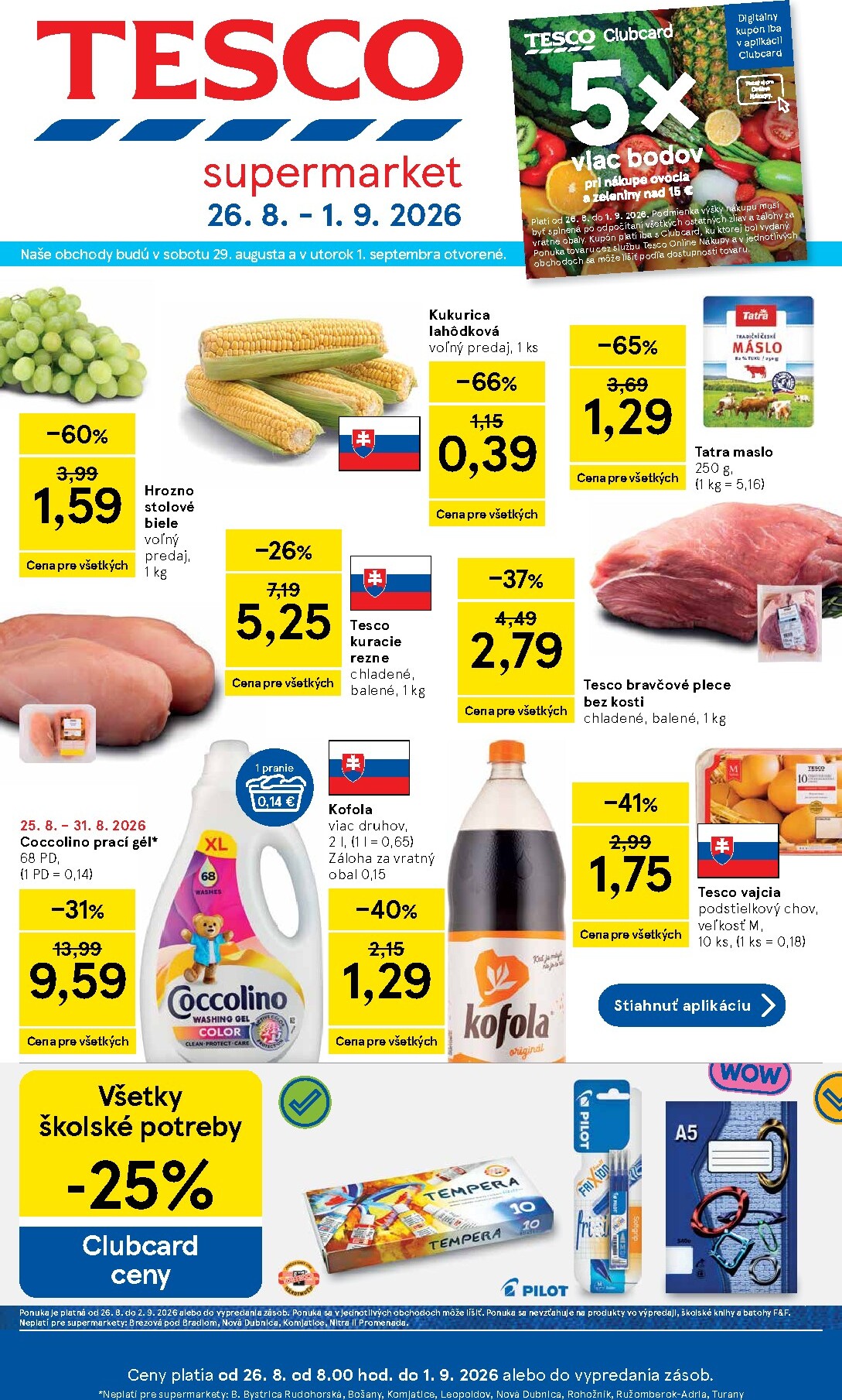 tesco - Nový Tesco supermarket leták od stredy, 26.08.2026 do utorka, 01.09.2026