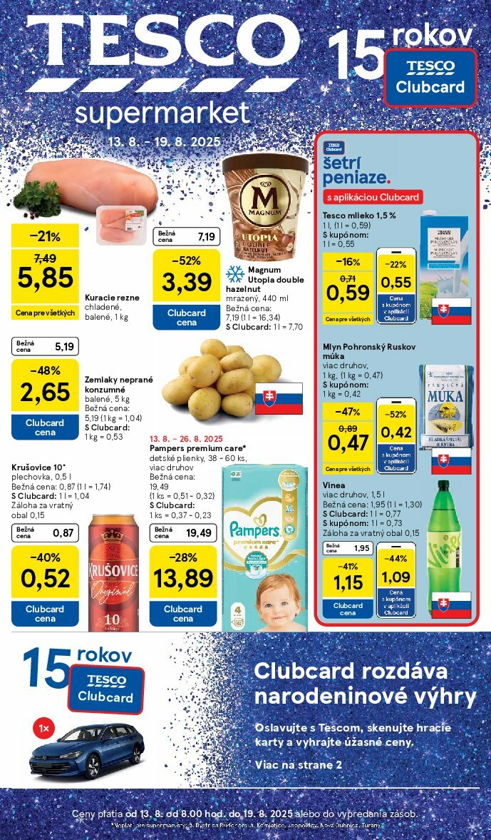 tesco - Leták Tesco supermarket platný od 13.08. do 19.08.