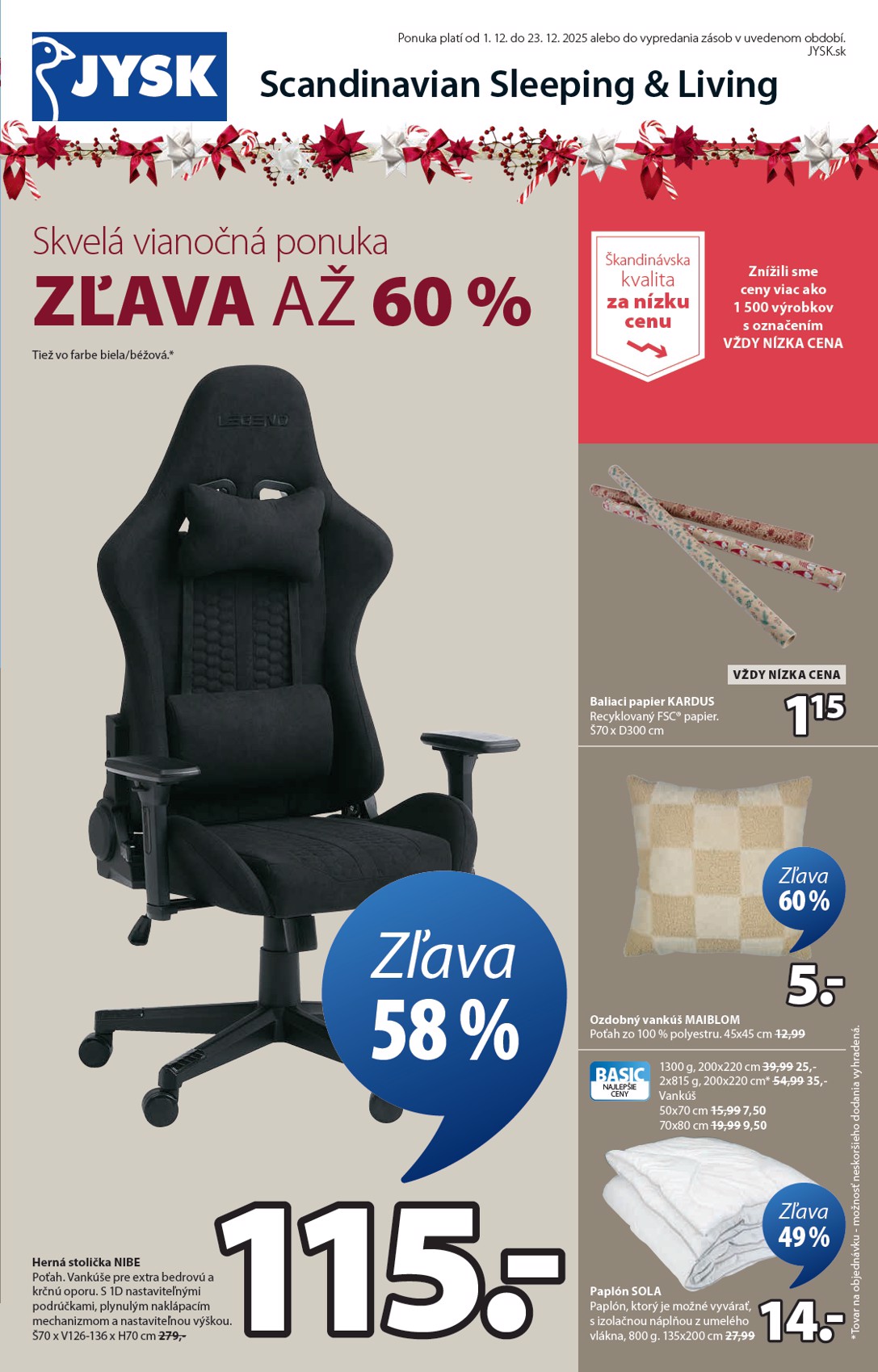jysk - Leták Jysk platný od 01.12. do 23.12.