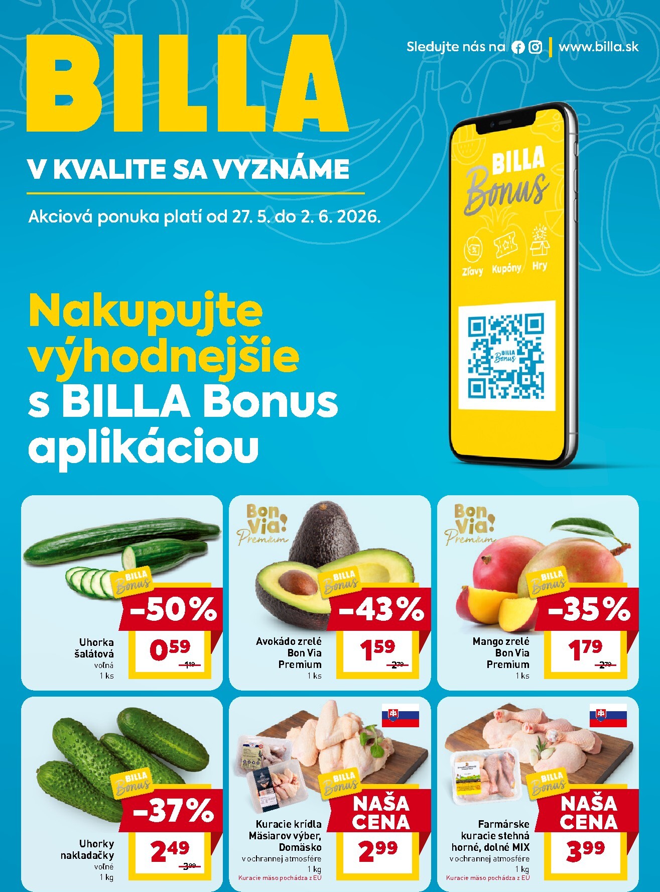 billa - Aktuálny Billa - BILLA Bonus leták leták od stredy, 27.05.2026 do utorka, 02.06.2026