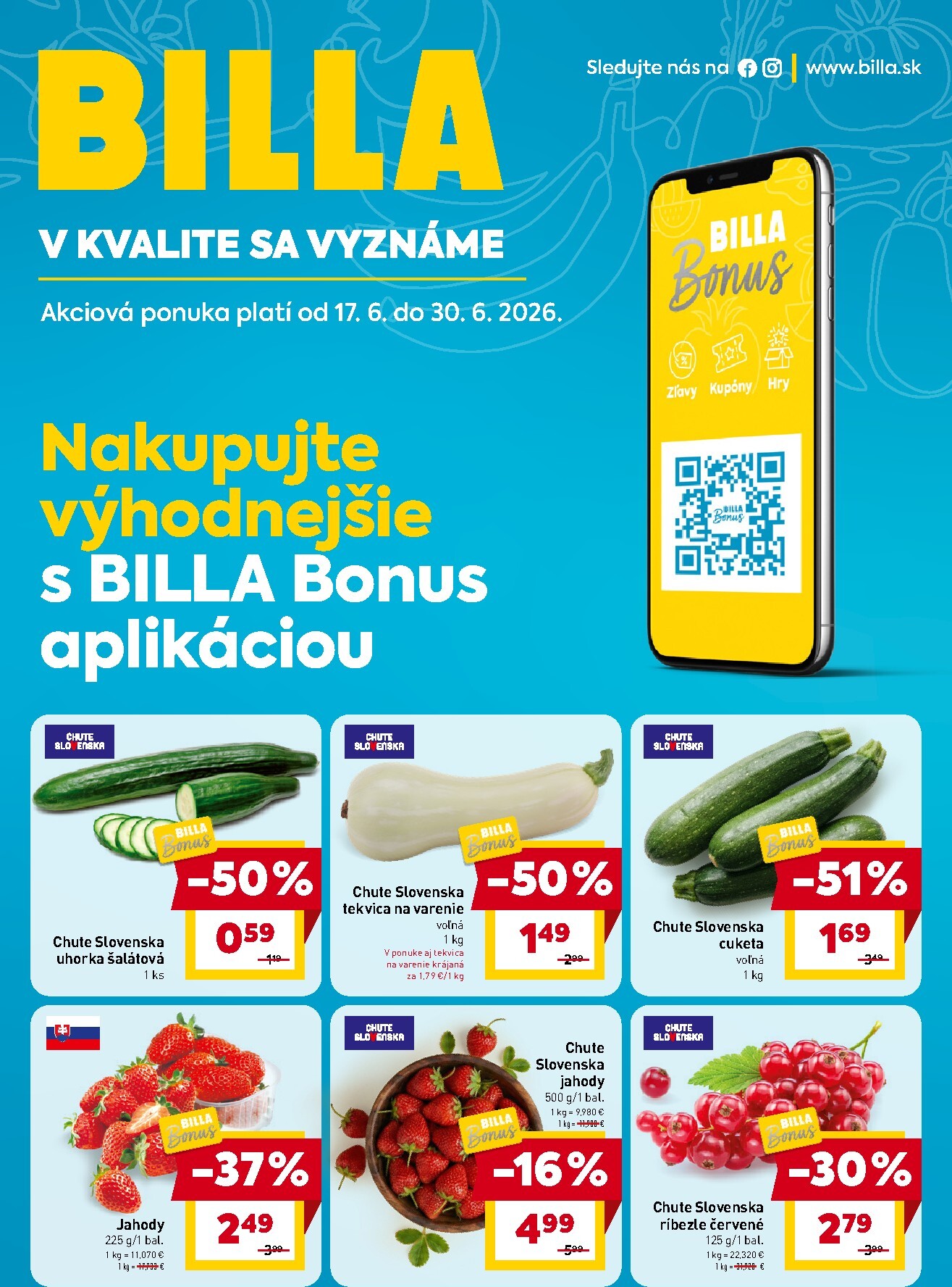 billa - Aktuálny Billa Bonus leták od stredy, 17.06.2026 do utorka, 30.06.2026 - page: 1