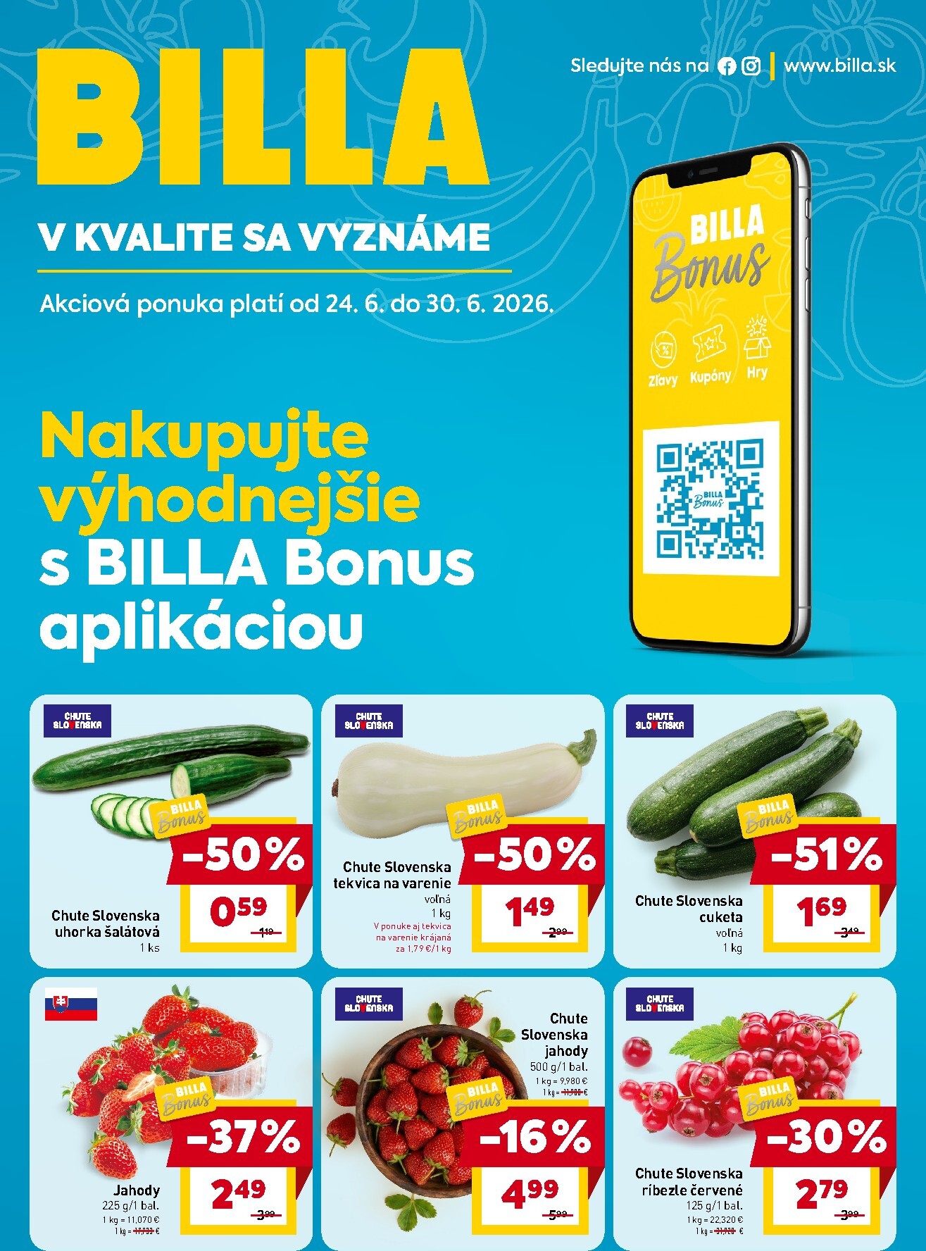 billa - Aktuálny Billa leták od stredy, 24.06.2026 do utorka, 30.06.2026 - page: 1