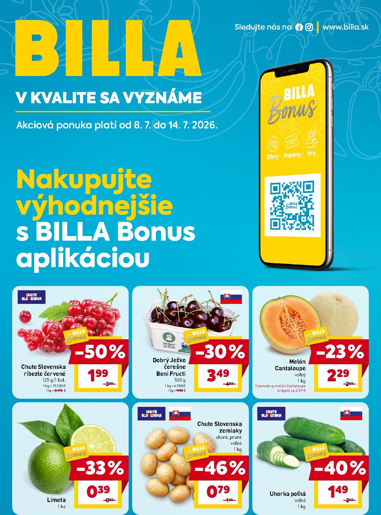 billa - Aktuálny Billa - Bonus leták leták od stredy, 08.07.2026 do utorka, 14.07.2026