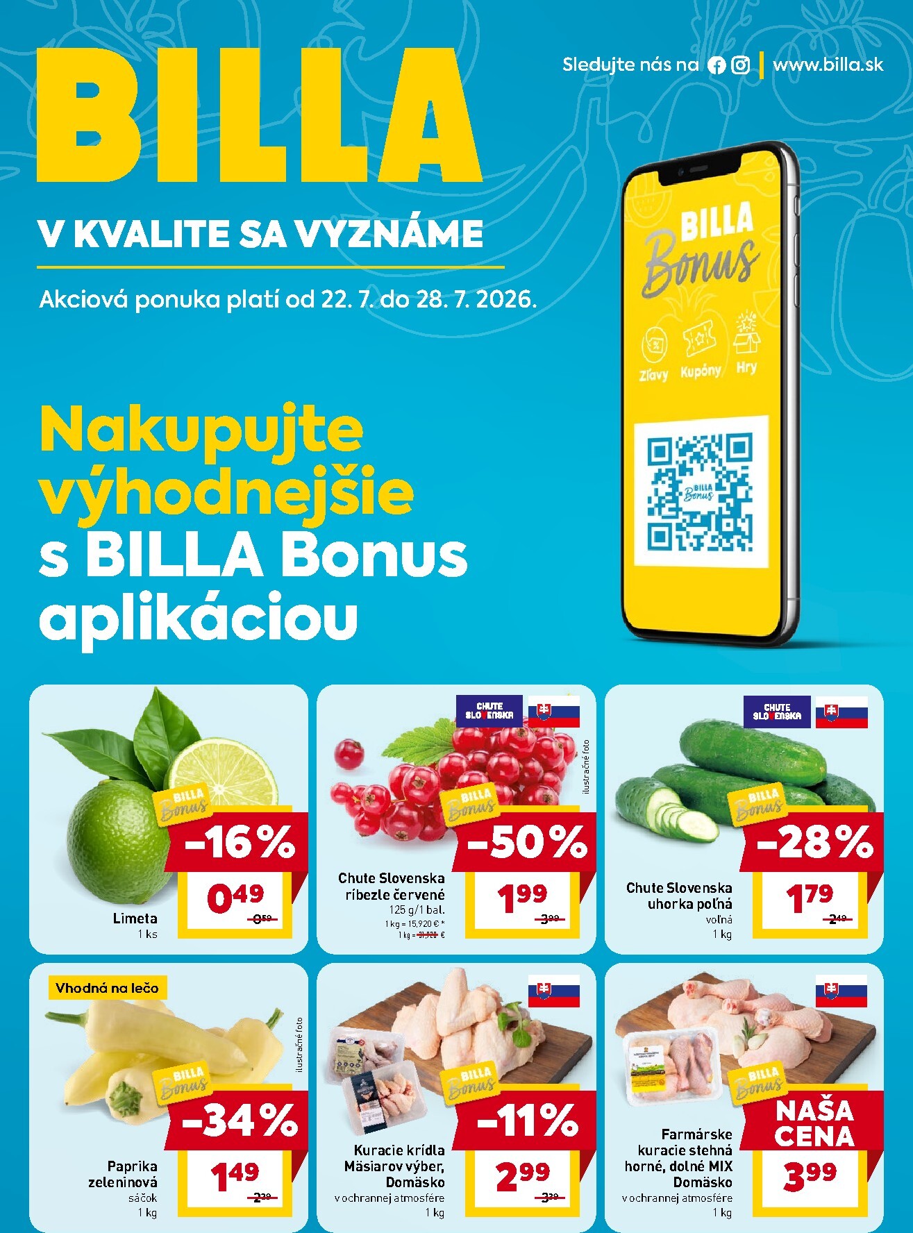 billa - Nový Billa - BILLA Bonus leták leták od stredy, 22.07.2026 do utorka, 28.07.2026 - page: 1