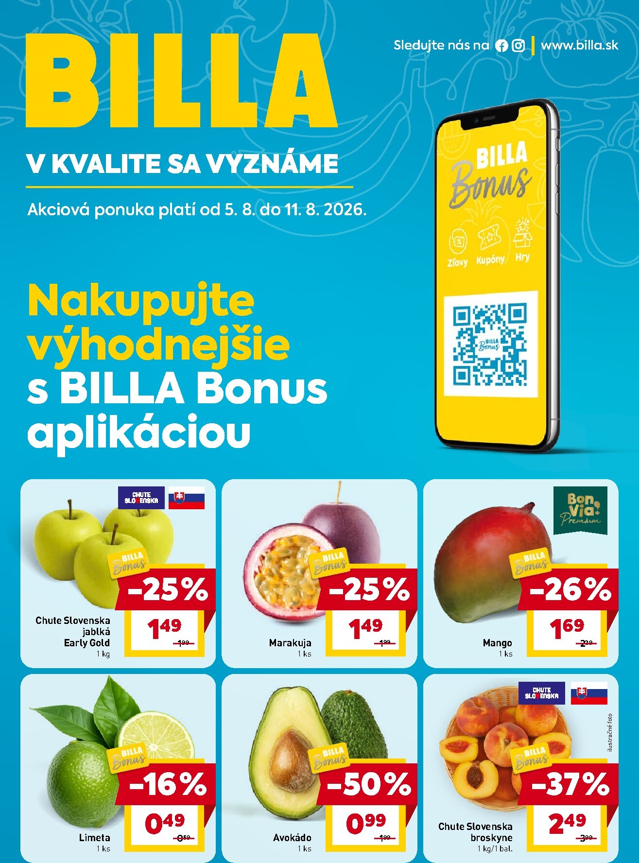 billa - Nový Billa - Bonus aplikácie leták od stredy, 05.08.2026 do utorka, 11.08.2026 - page: 1
