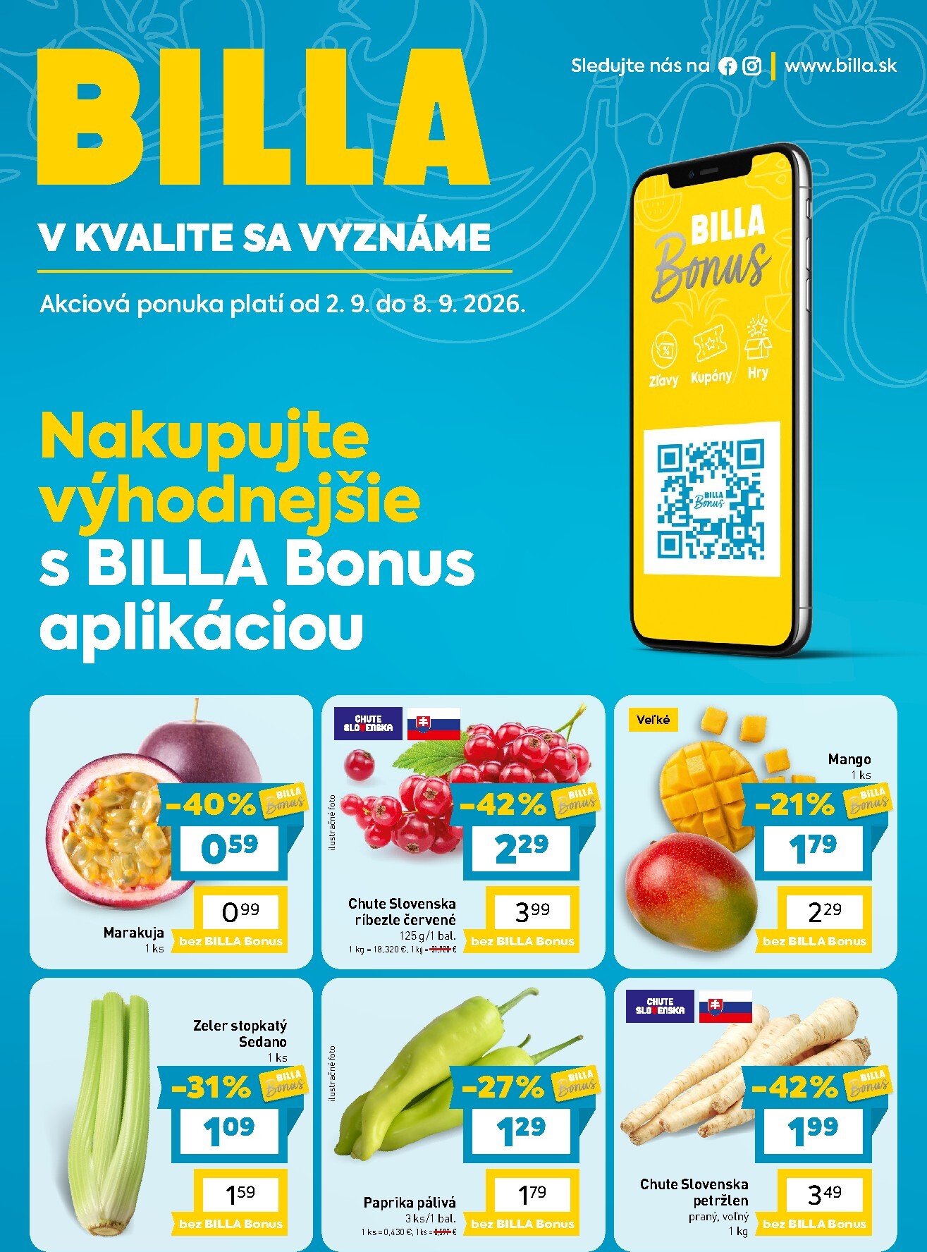 billa - Nový Billa - Bonus leták leták od stredy, 02.09.2026 do utorka, 08.09.2026 - page: 1