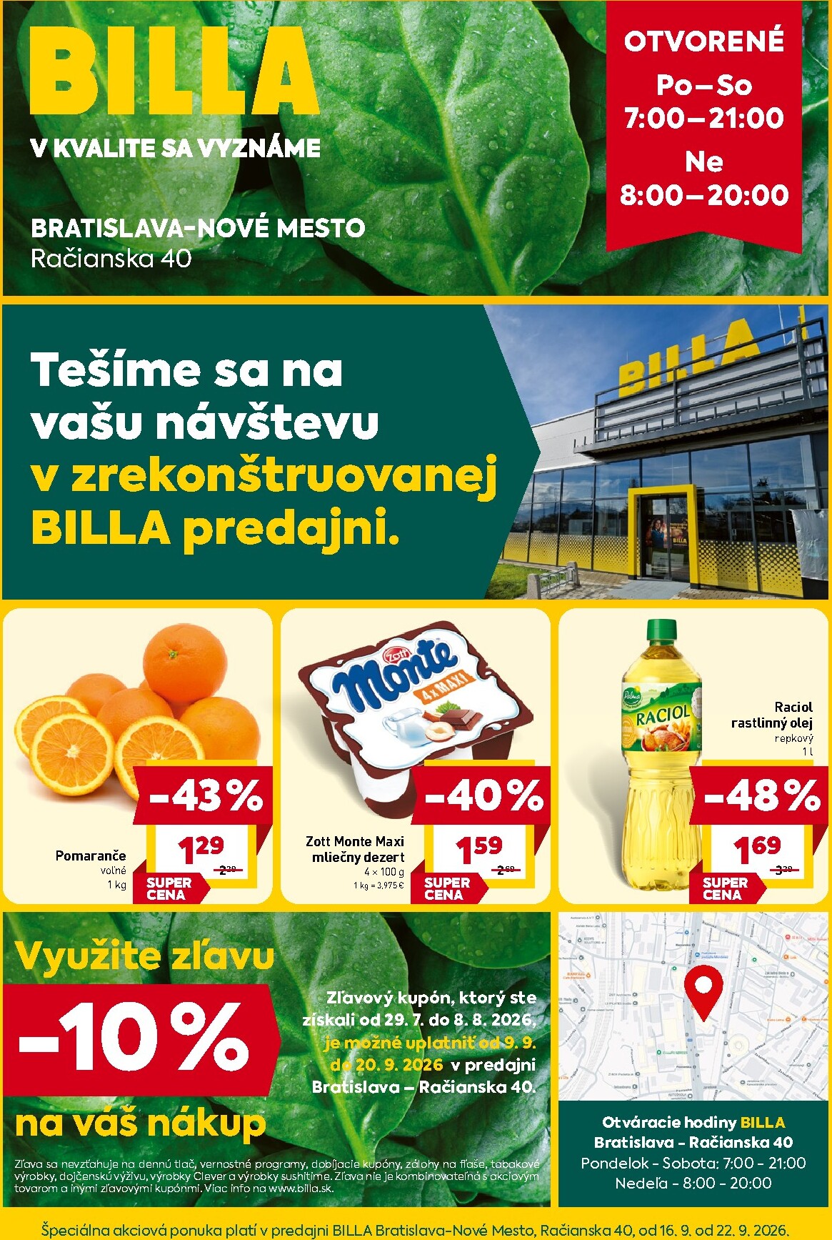 billa - Nový Billa - Bratislava, Račianska leták od stredy, 16.09.2026 do utorka, 22.09.2026