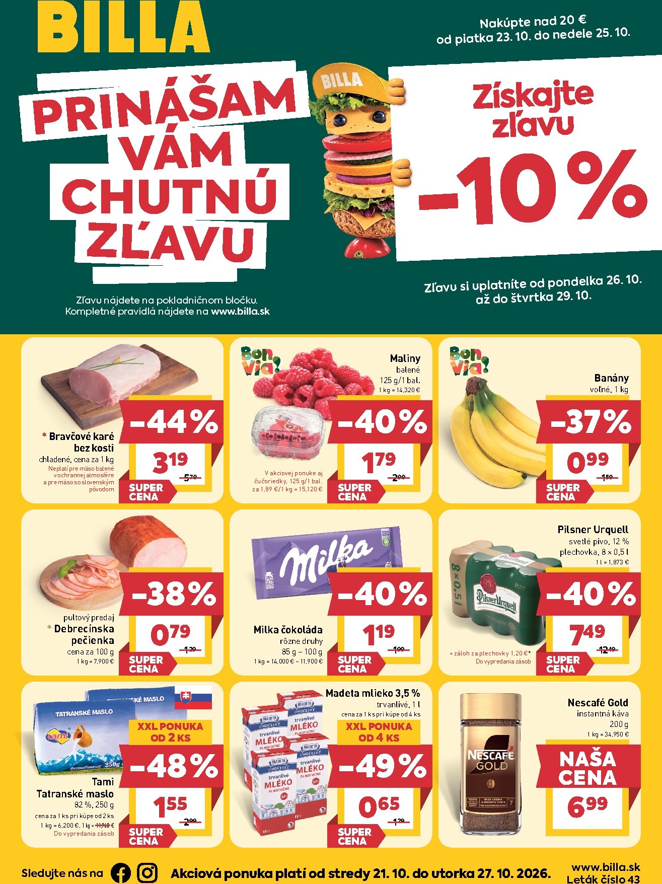 billa - Nový Billa leták od stredy, 21.10.2026 do utorka, 27.10.2026