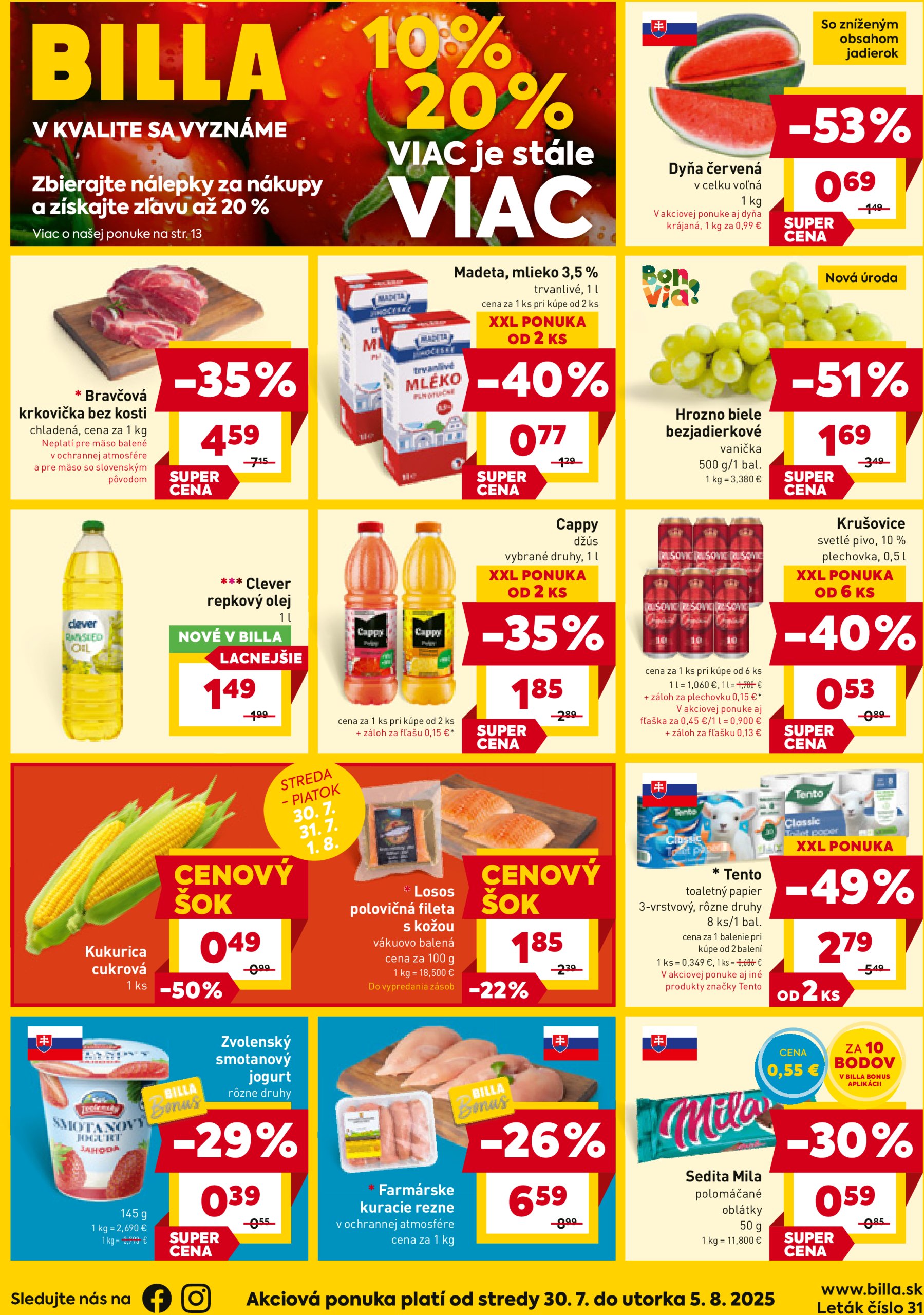 billa - Leták Billa platný od 30.07. do 05.08.