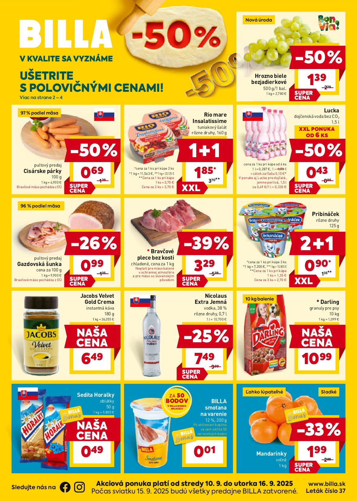 billa - Leták Billa platný od 10.09. do 16.09.