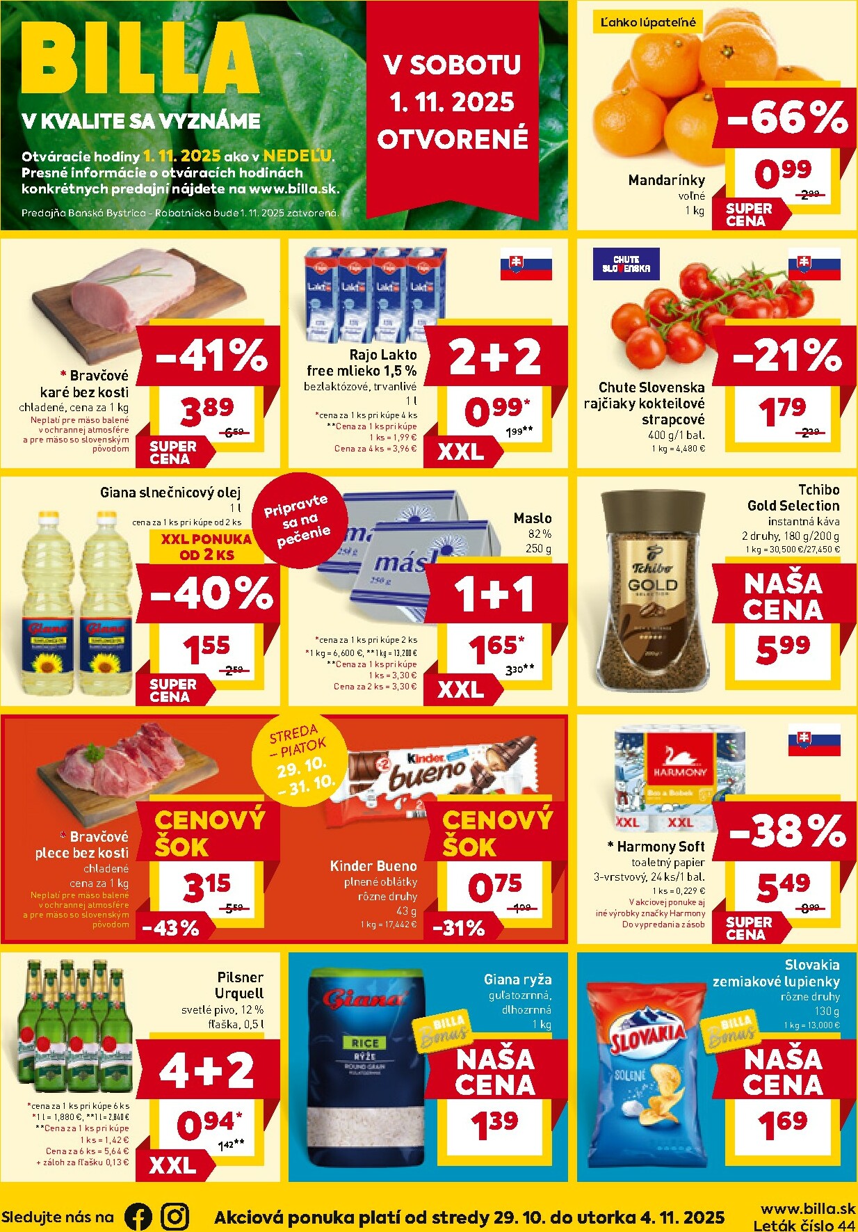 billa - Leták Billa platný od 29.10. do 04.11.