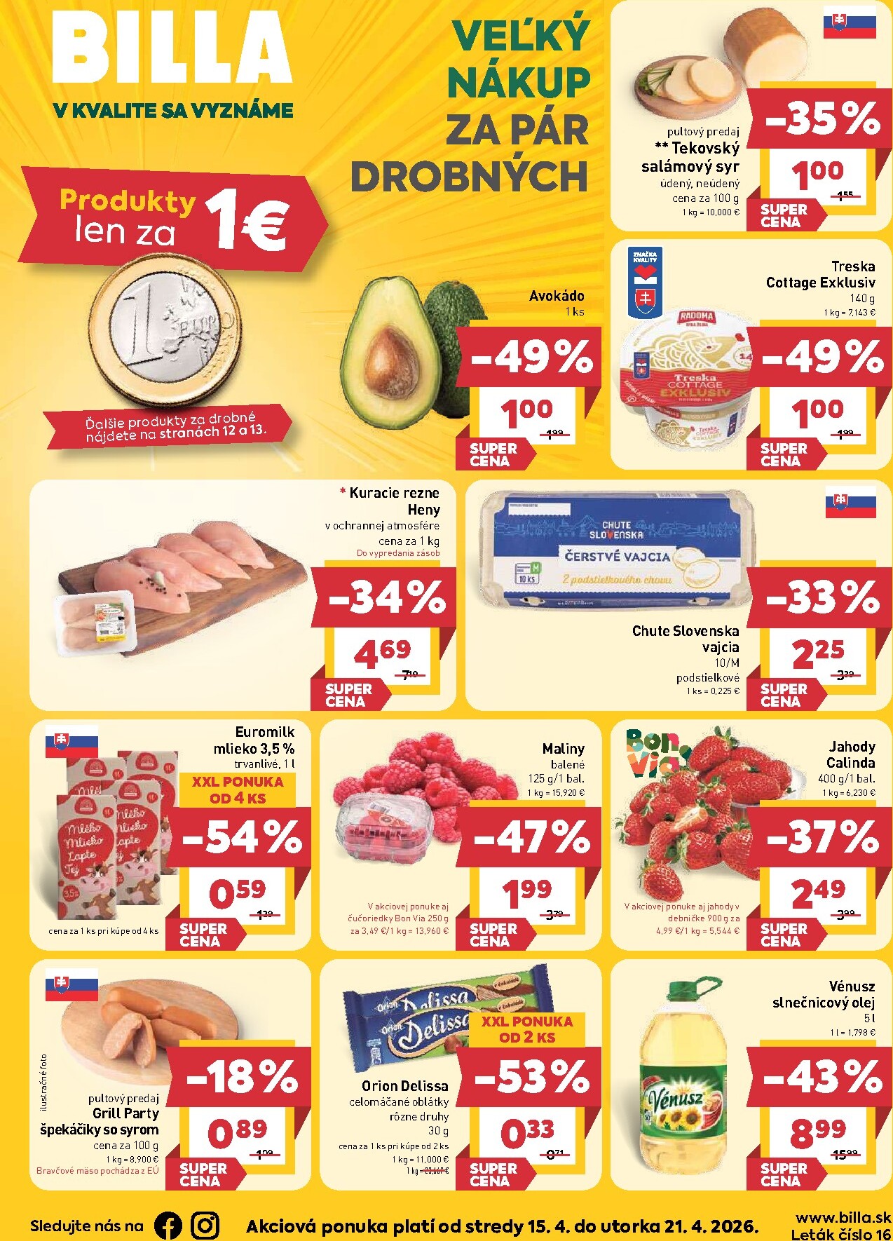 billa - Nový leták Billa platný od stredy, 15.04.2026 do utorka, 21.04.2026