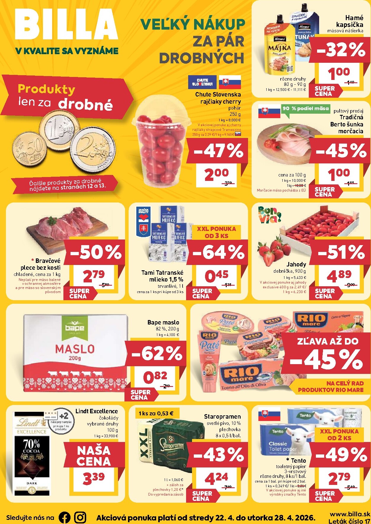 billa - Nový leták Billa od stredy, 22.04.2026 do utorka, 28.04.2026