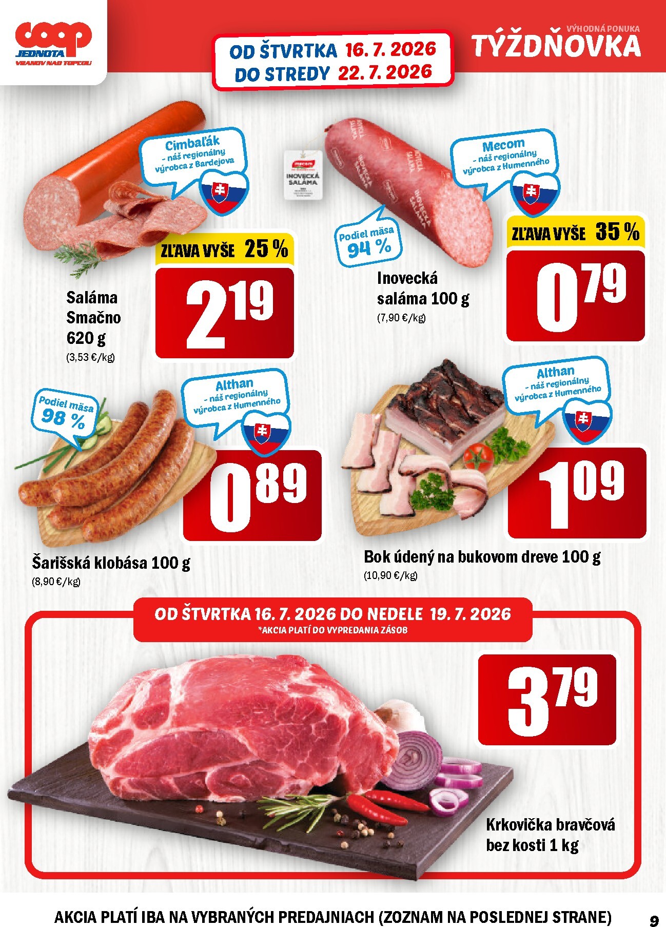 coop-jednota - Aktuálny COOP Jednota - Týždňovka leták od štvrtka, 16.07.2026 do stredy, 22.07.2026 - page: 9