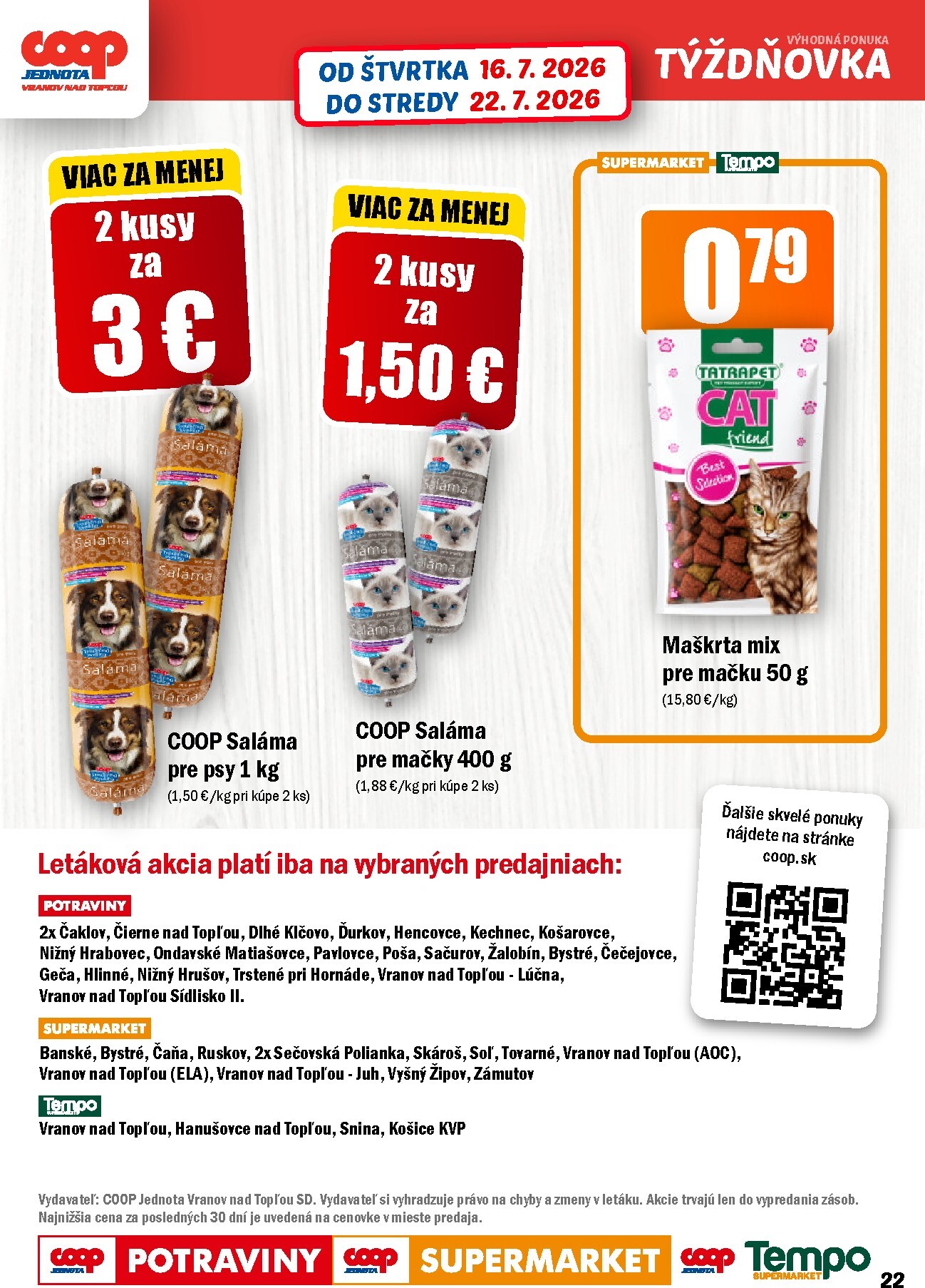 coop-jednota - Aktuálny COOP Jednota - Týždňovka leták od štvrtka, 16.07.2026 do stredy, 22.07.2026 - page: 22