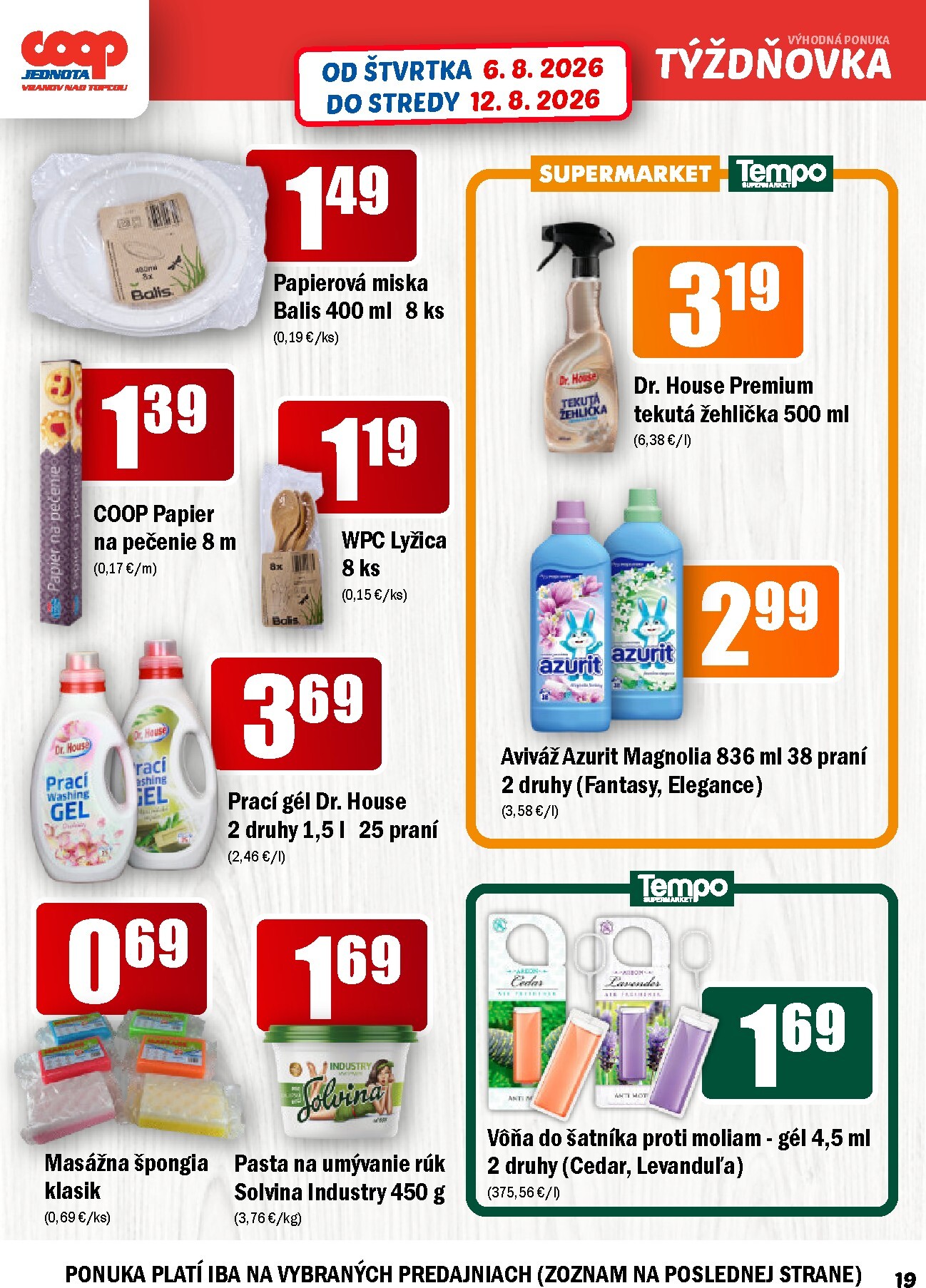 coop-jednota - Nový COOP Jednota - Vranov nad Topľou leták od štvrtka, 06.08.2026 do stredy, 12.08.2026 - page: 19