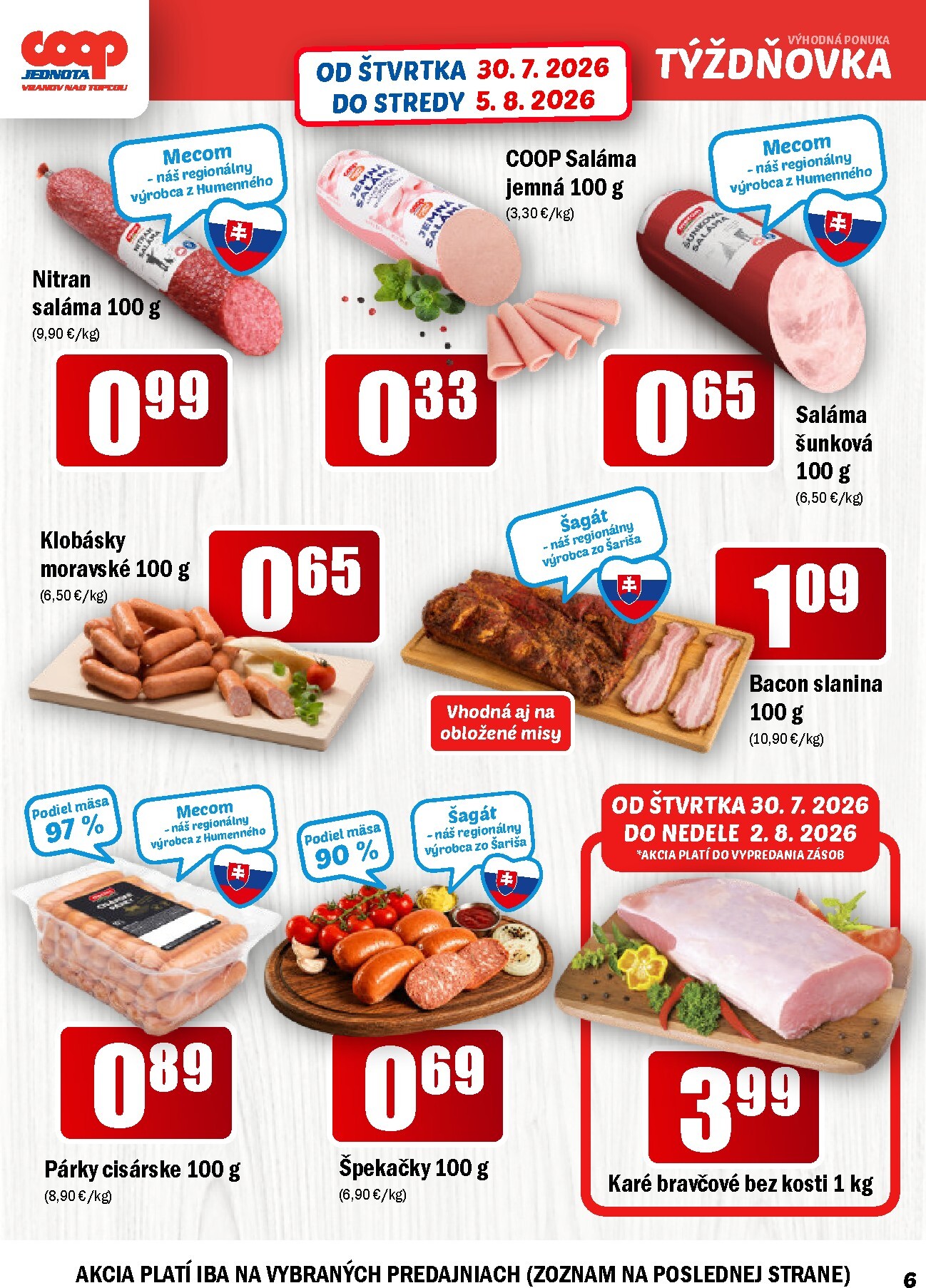 coop-jednota - Aktuálny COOP Jednota - Vranov nad Topľou leták od štvrtka, 30.07.2026 do stredy, 05.08.2026 - page: 6