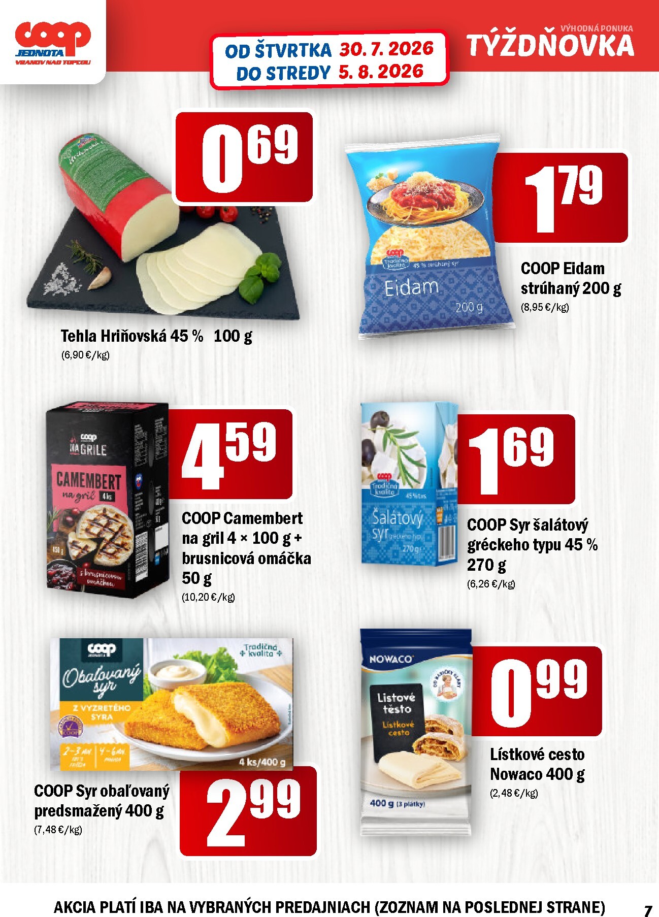 coop-jednota - Aktuálny COOP Jednota - Vranov nad Topľou leták od štvrtka, 30.07.2026 do stredy, 05.08.2026 - page: 7