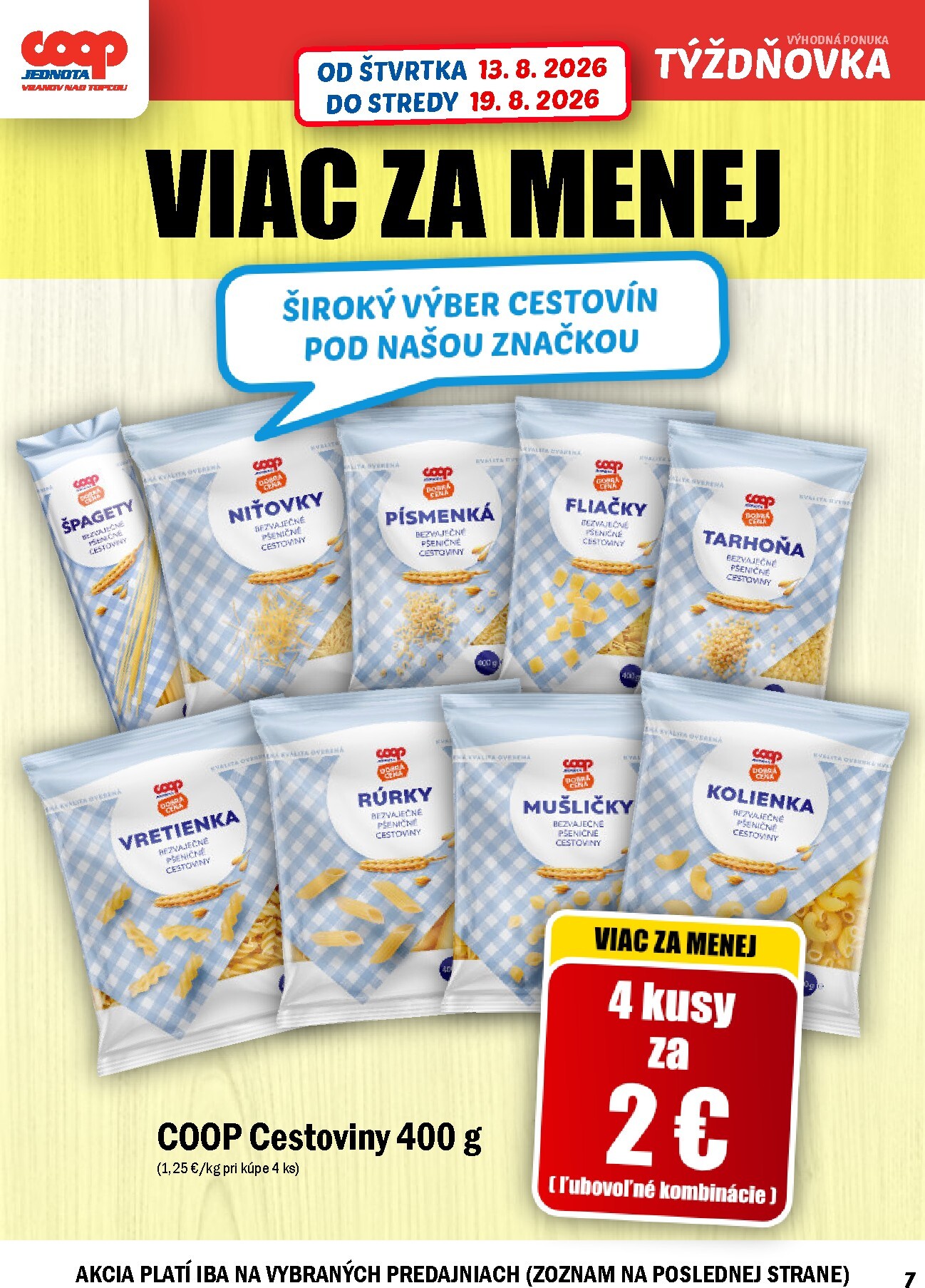 coop-jednota - Aktuálny COOP Jednota - Vranov nad Topľou leták od štvrtka, 13.08.2026 do stredy, 19.08.2026 - page: 7